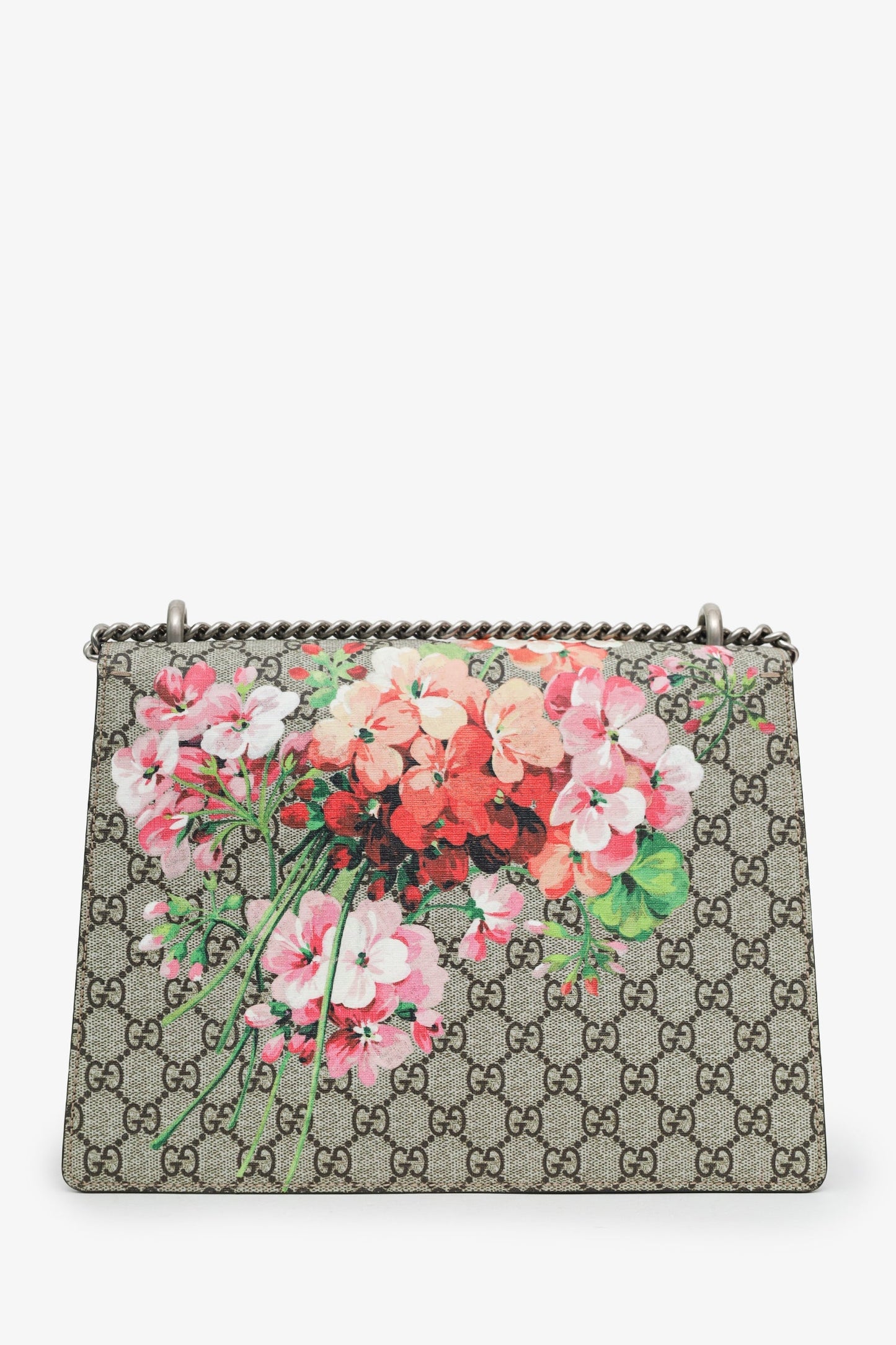 Gucci GG Supreme Blooms Canvas and Burgundy Suede Dionysus Medium Shoulder Bag