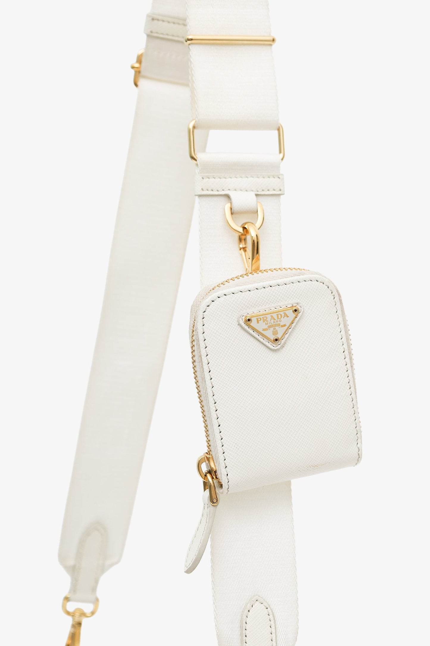 Prada White Saffiano Leather Re-Edition Shoulder Bag with Strap