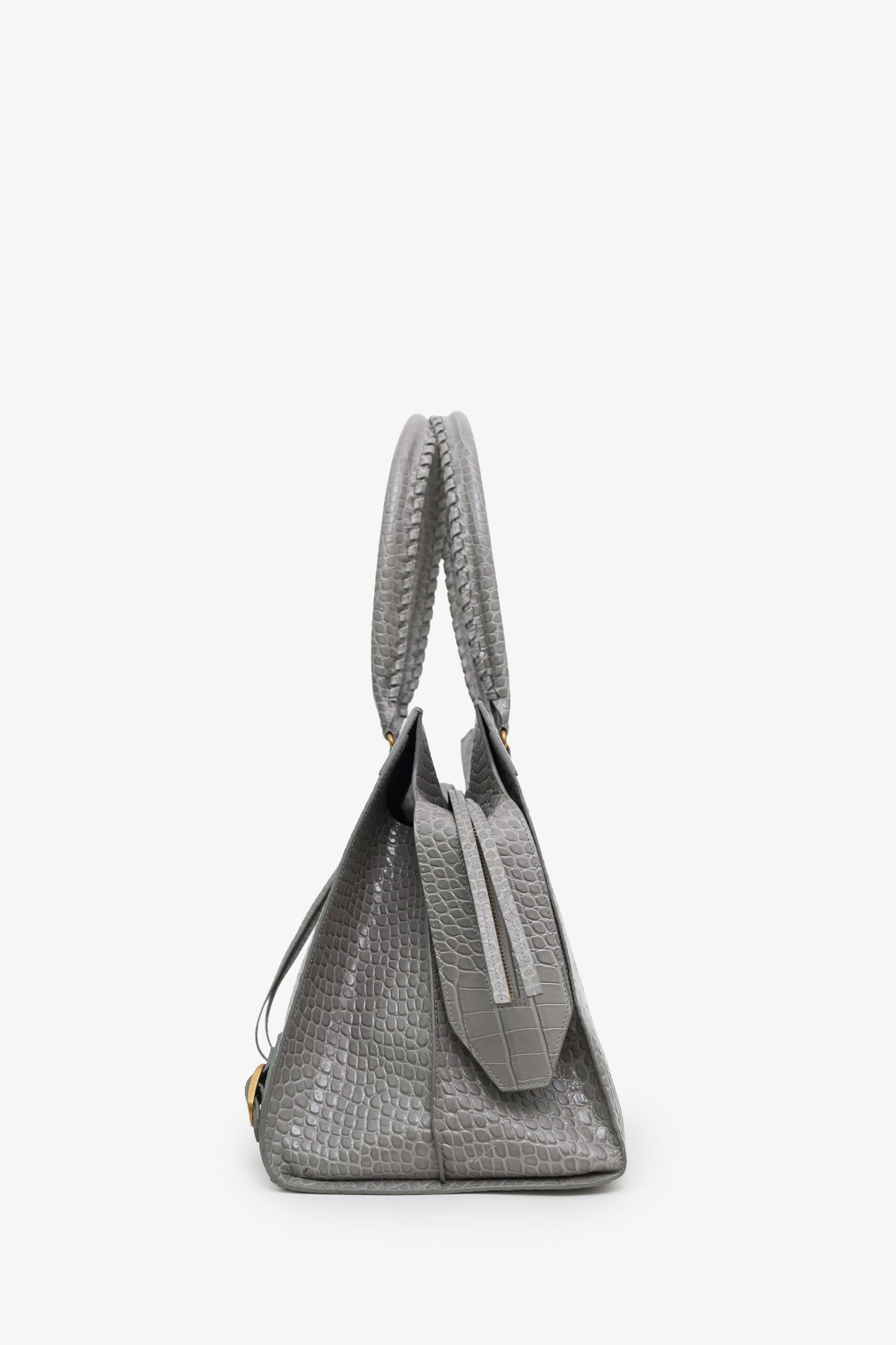 Balenciaga Grey Croc Embossed Leather Large Neo Classic Tote