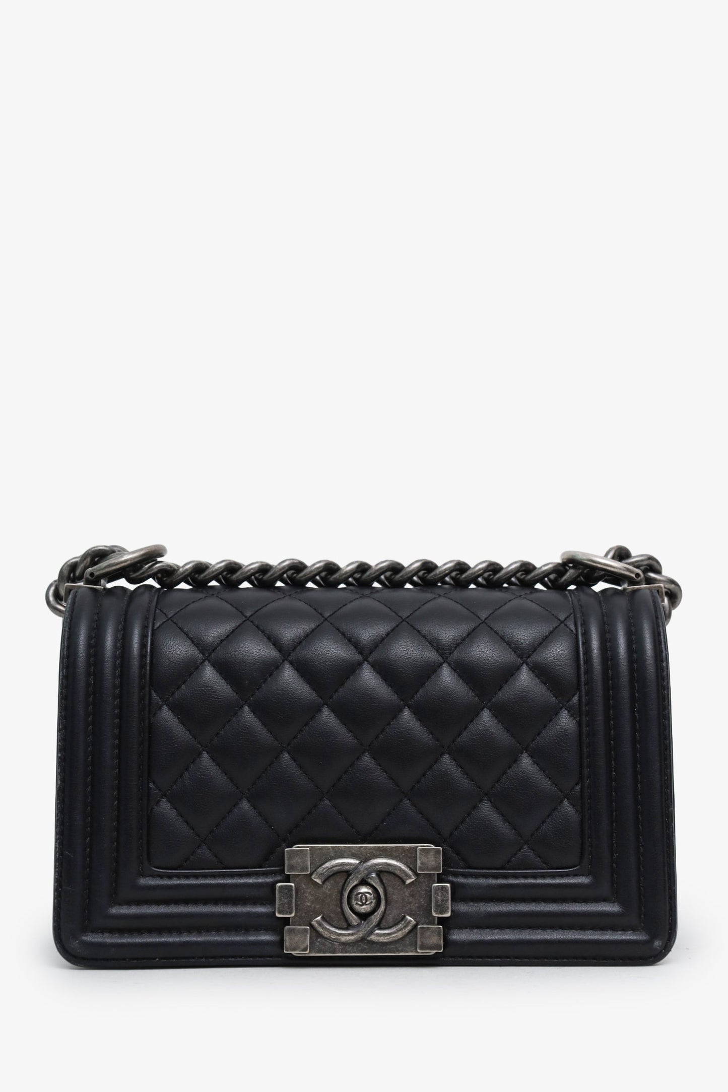 Chanel™ Small Black Quilted Lambskin Leather Boy Bag