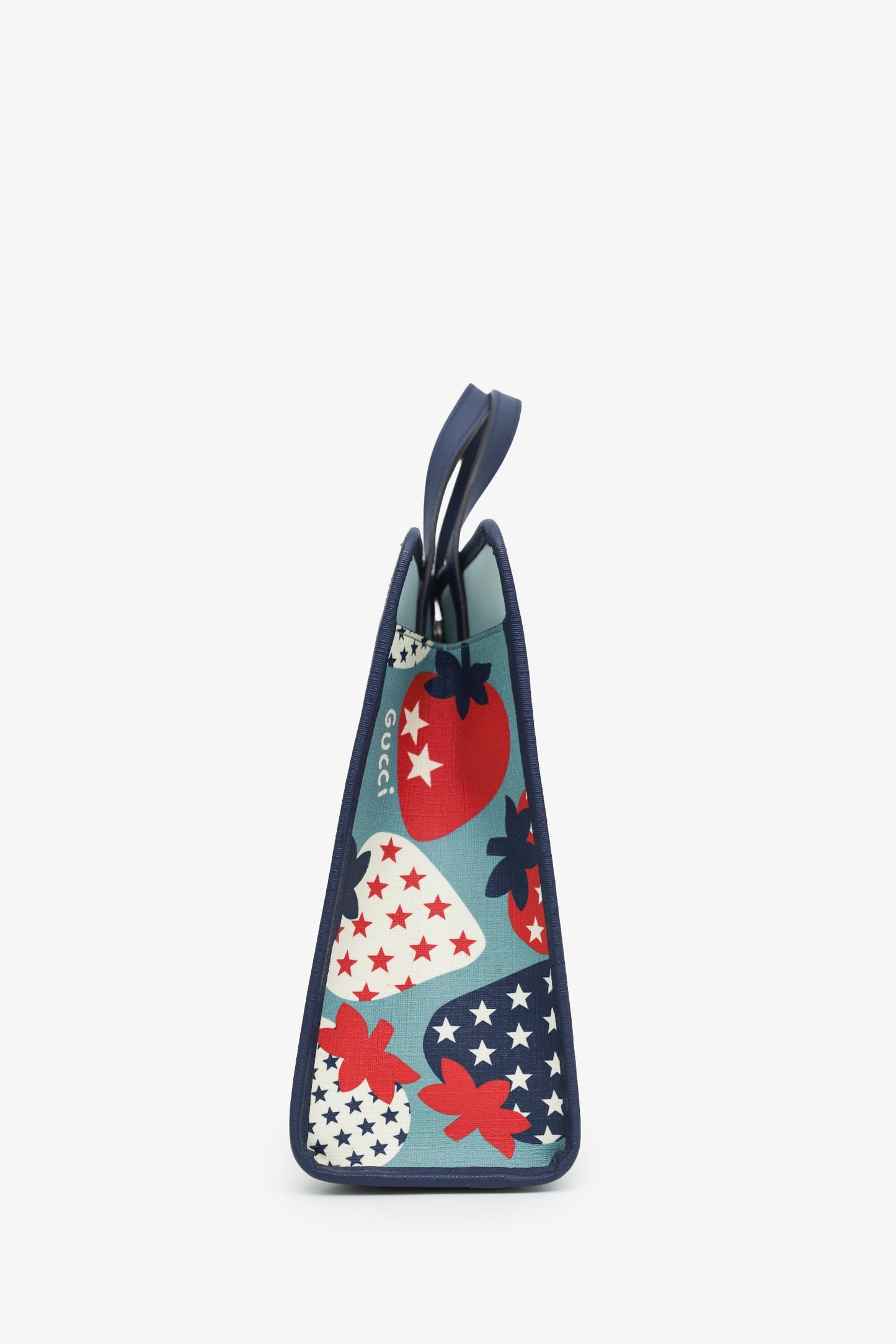 Gucci Blue Coated Canvas Strawberry Stars Childrens Tote