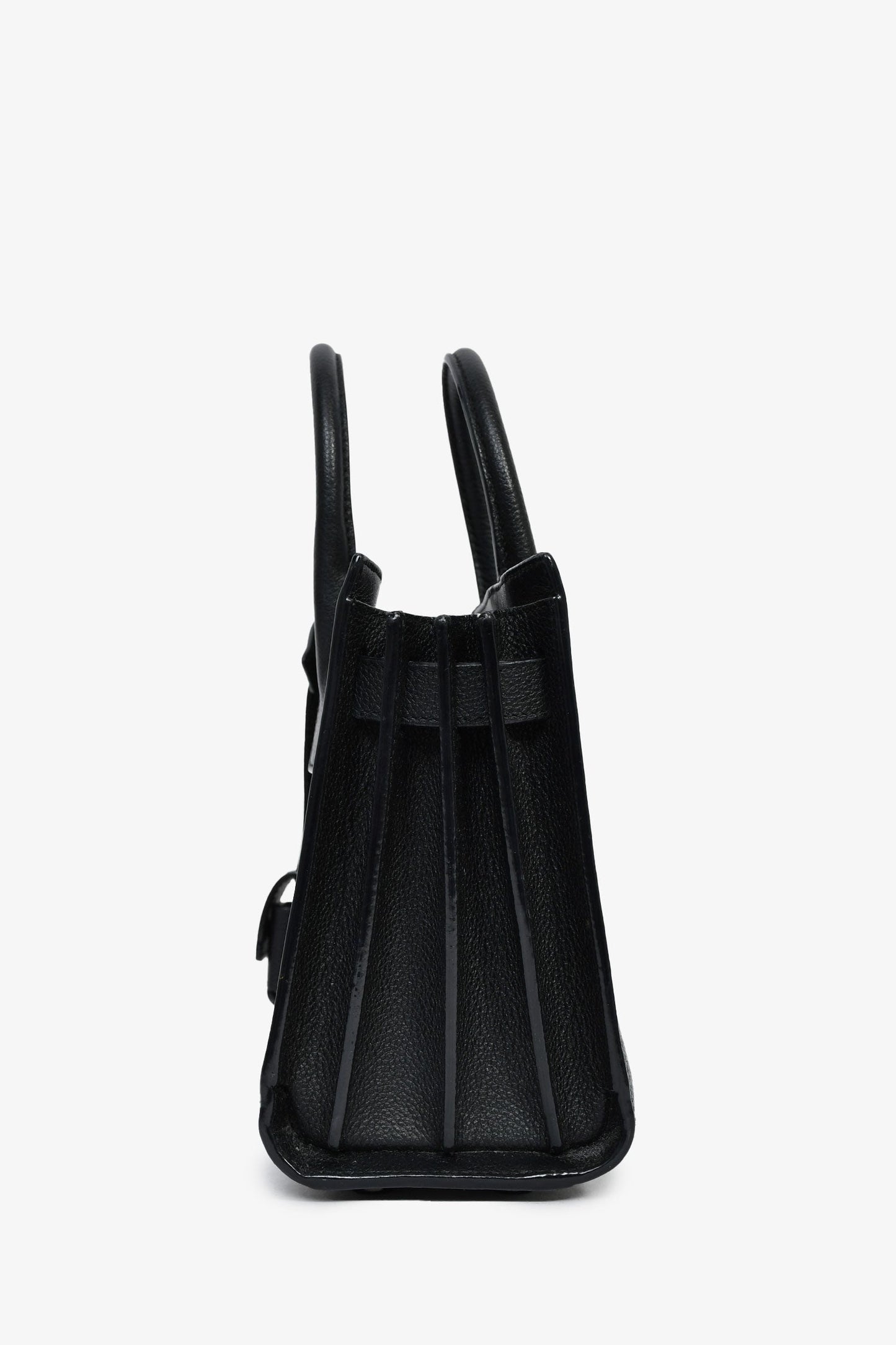 Saint Laurent Black Grained Leather Nano 'Sac de Jour' with Strap