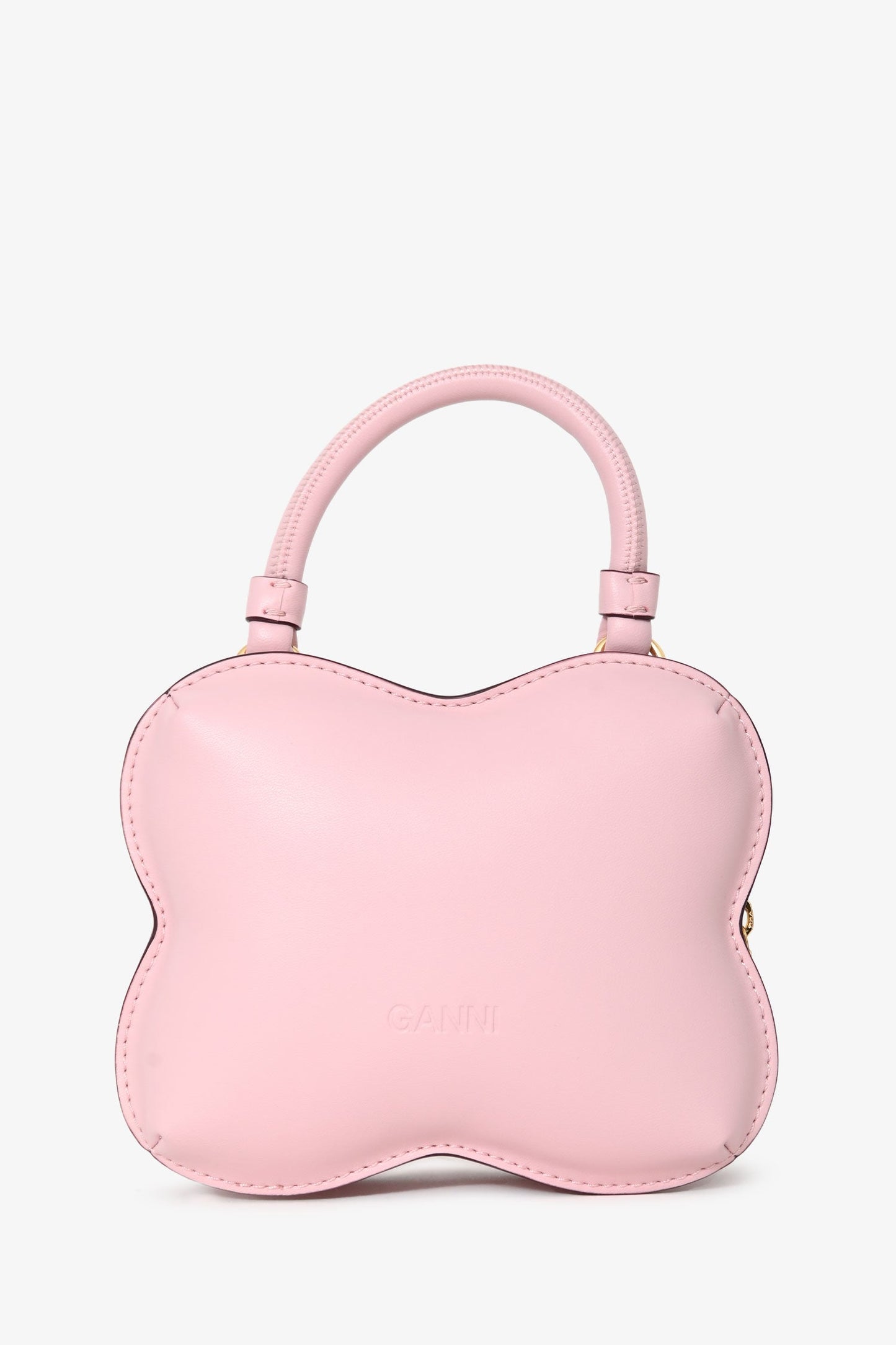 Ganni Light Pink Padded Leather Small Butterfly Crossbody