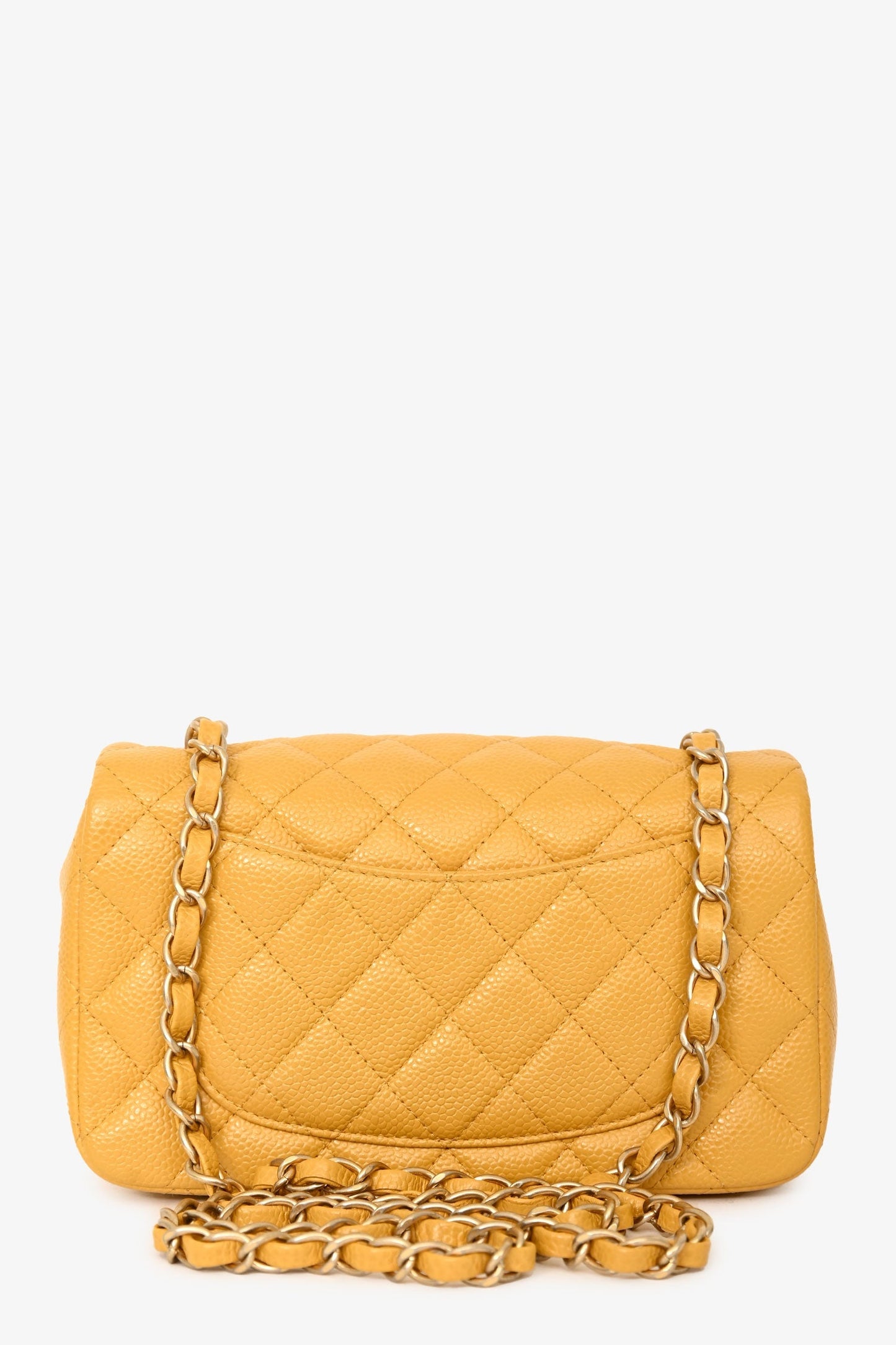 Chanel™ 2015 16 Yellow Caviar Mini Rectangular Classic Single Flap GHW