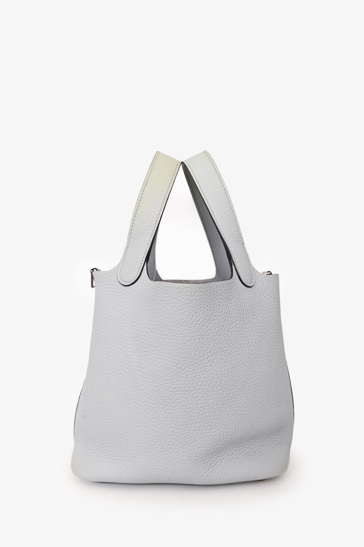 Hermès 2021 Pale Blue Clemence Leather Picotin 18 PHW