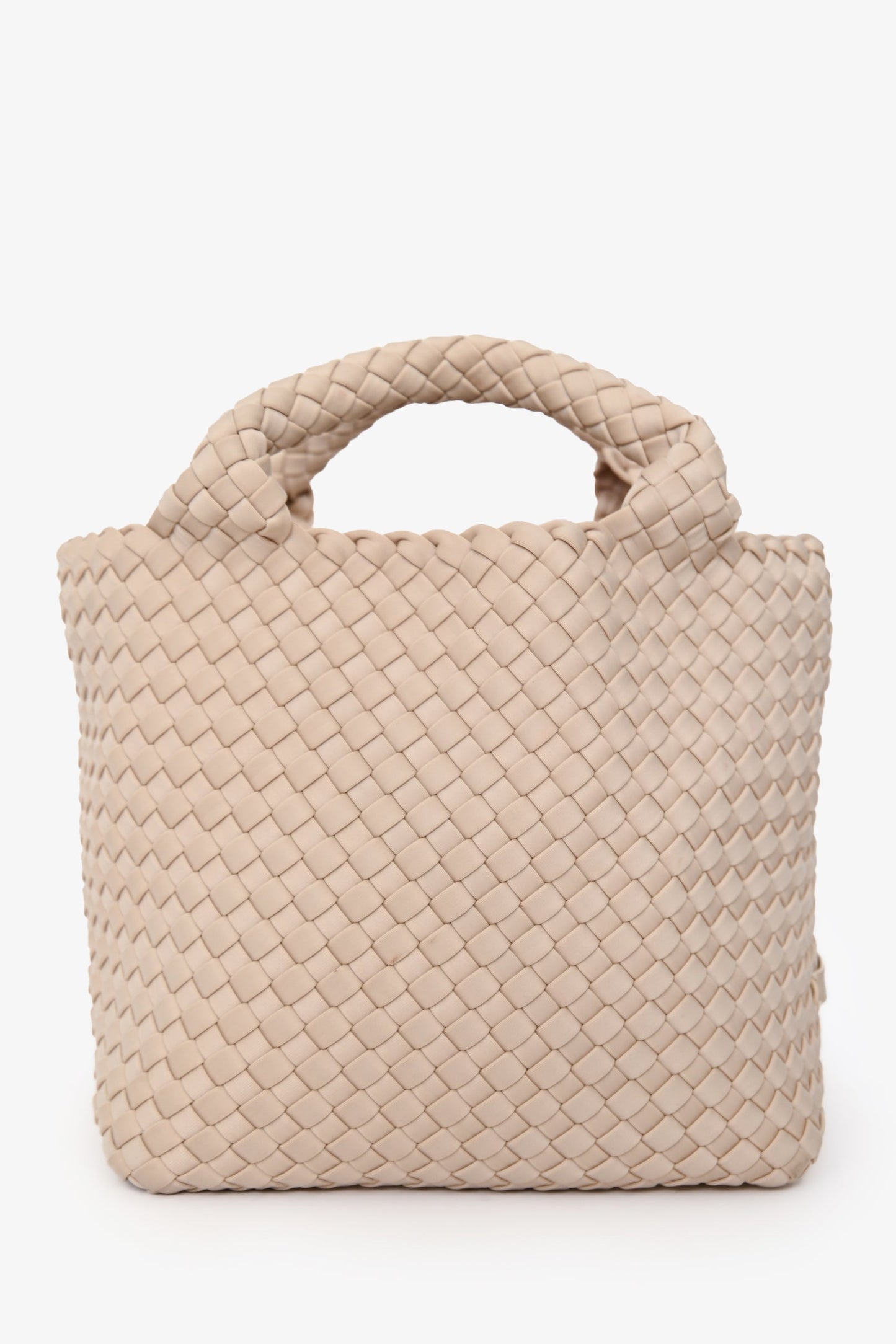Naghedi Cream Woven Fabric Petite St. Barths Neoprene Tote Bag with Pouch