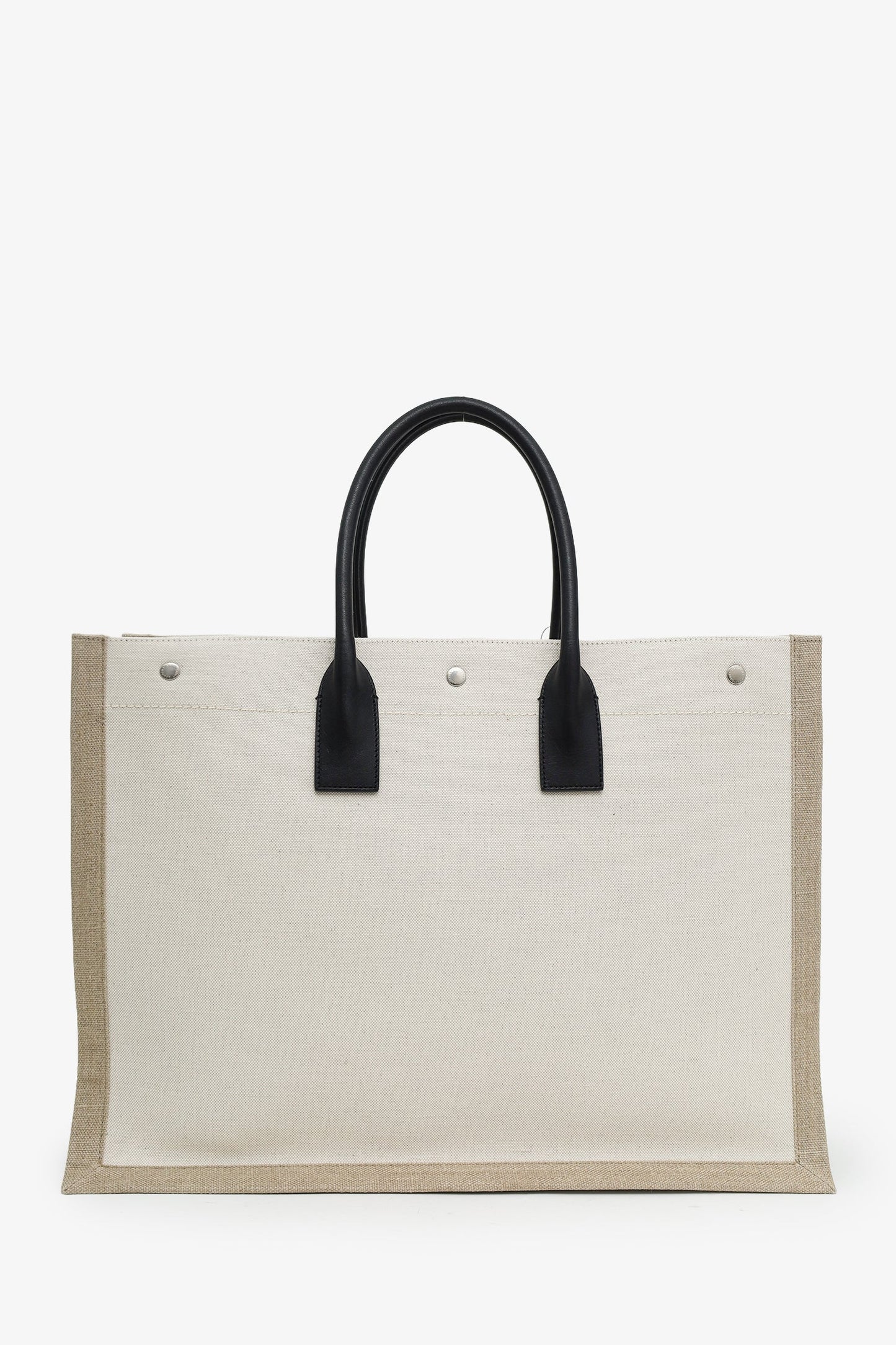 Saint Laurent Beige/Black Canvas Large Rive Gauche Canvas Tote