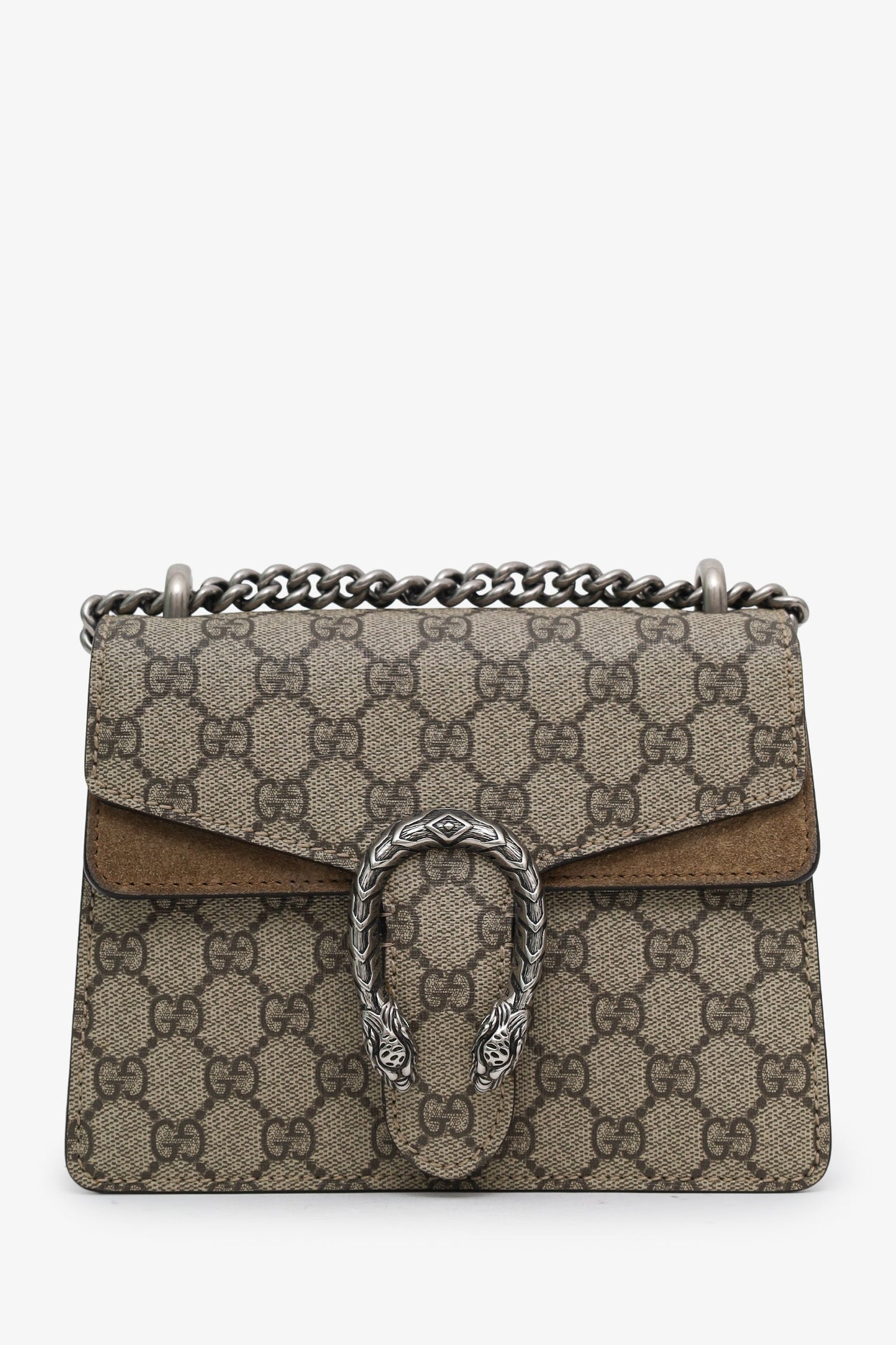 Gucci Beige Canvas Leather Mini Dionysus Chain Shoulder Bag