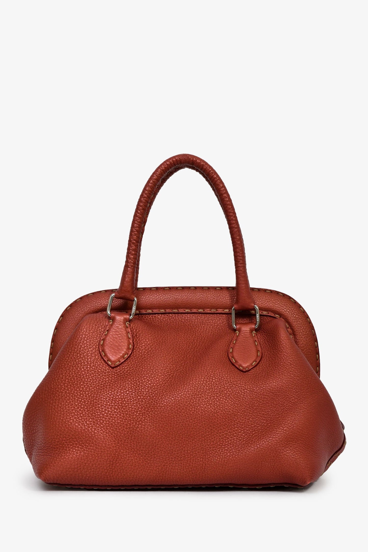 Fendi Red Leather Selleria Top Handle Bag