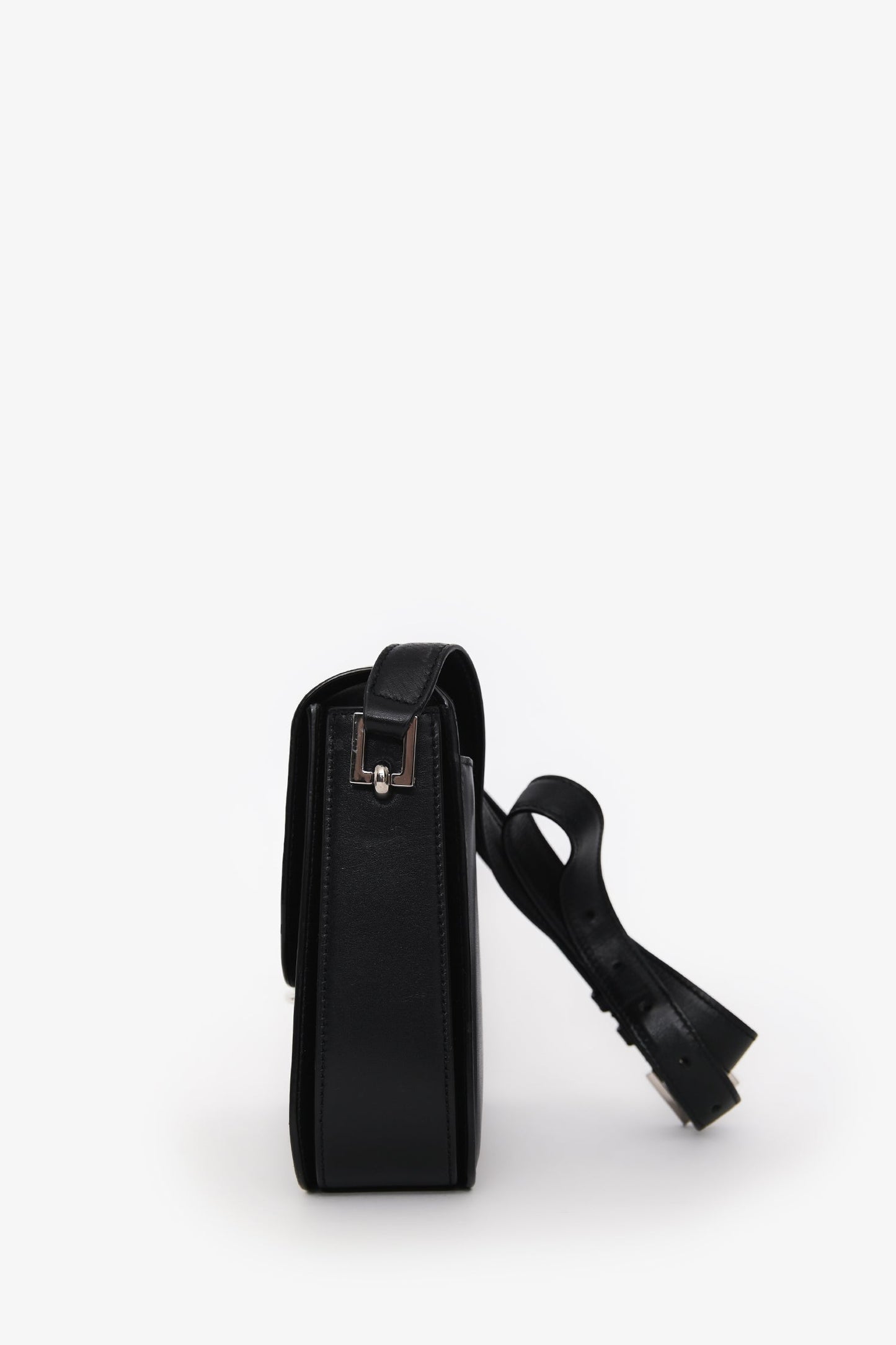 Saint Laurent 2021 Black Leather 'Fermoir' Flap Shoulder Bag