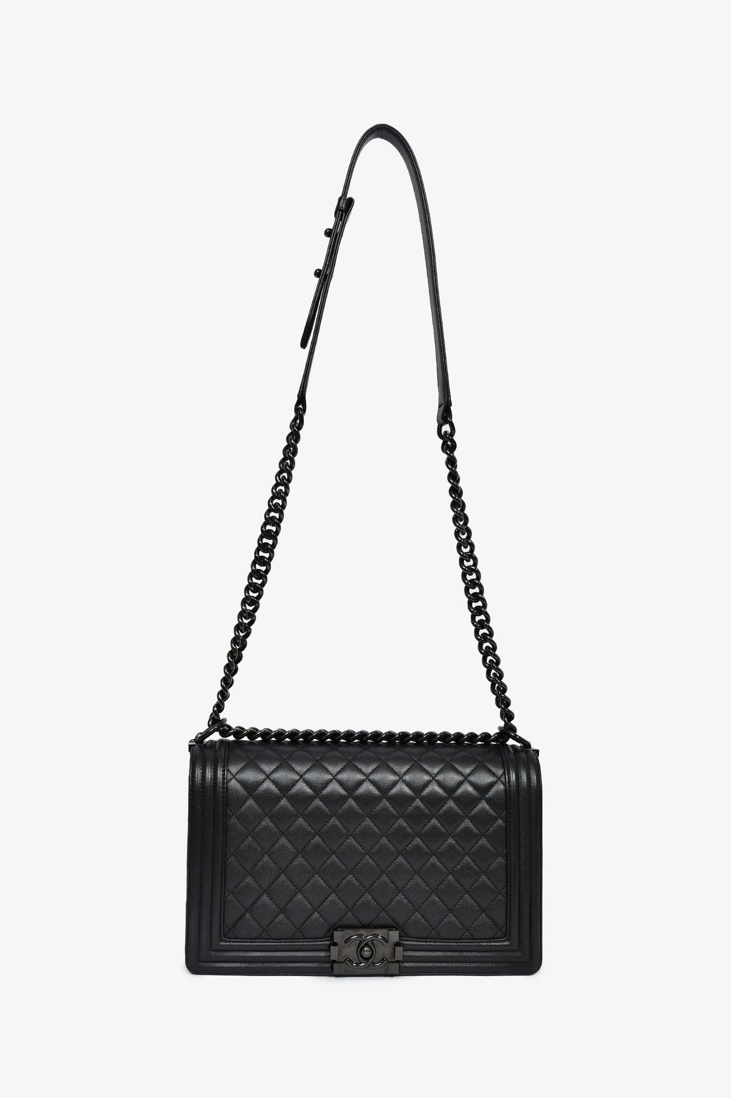 Chanel™ 2017 So Black Caviar Leather Large Boy Bag