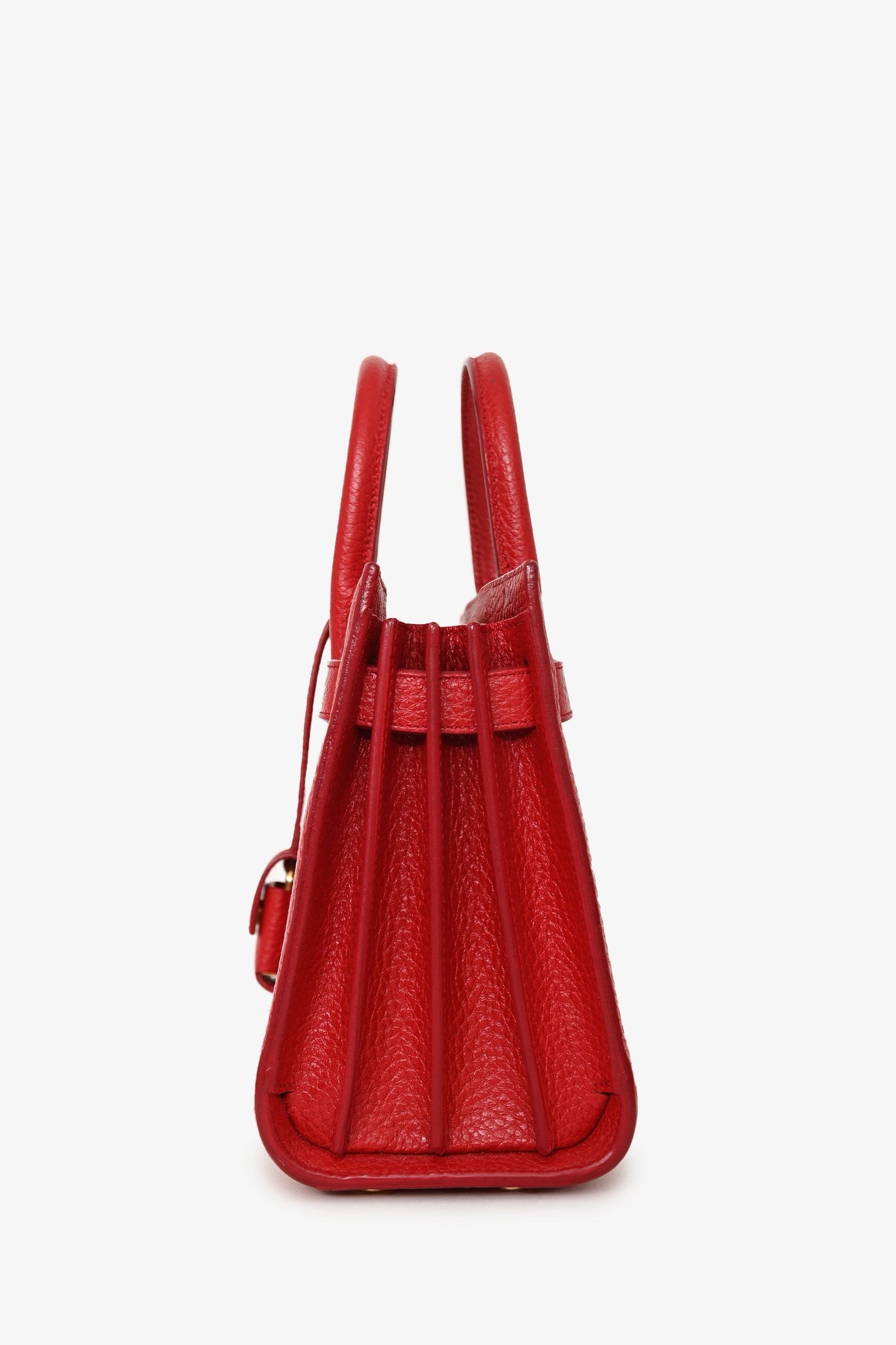 Saint Laurent 2015 Red Grained Leather Nano Sac de Jour with Strap