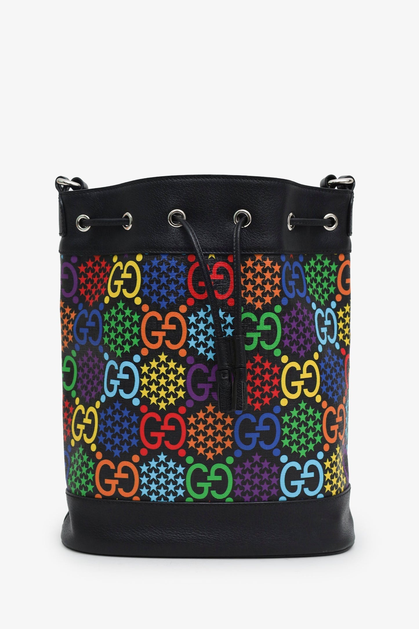 Gucci Black/Multicolour Coated Canvas GG Psychedelic Bucket Bag