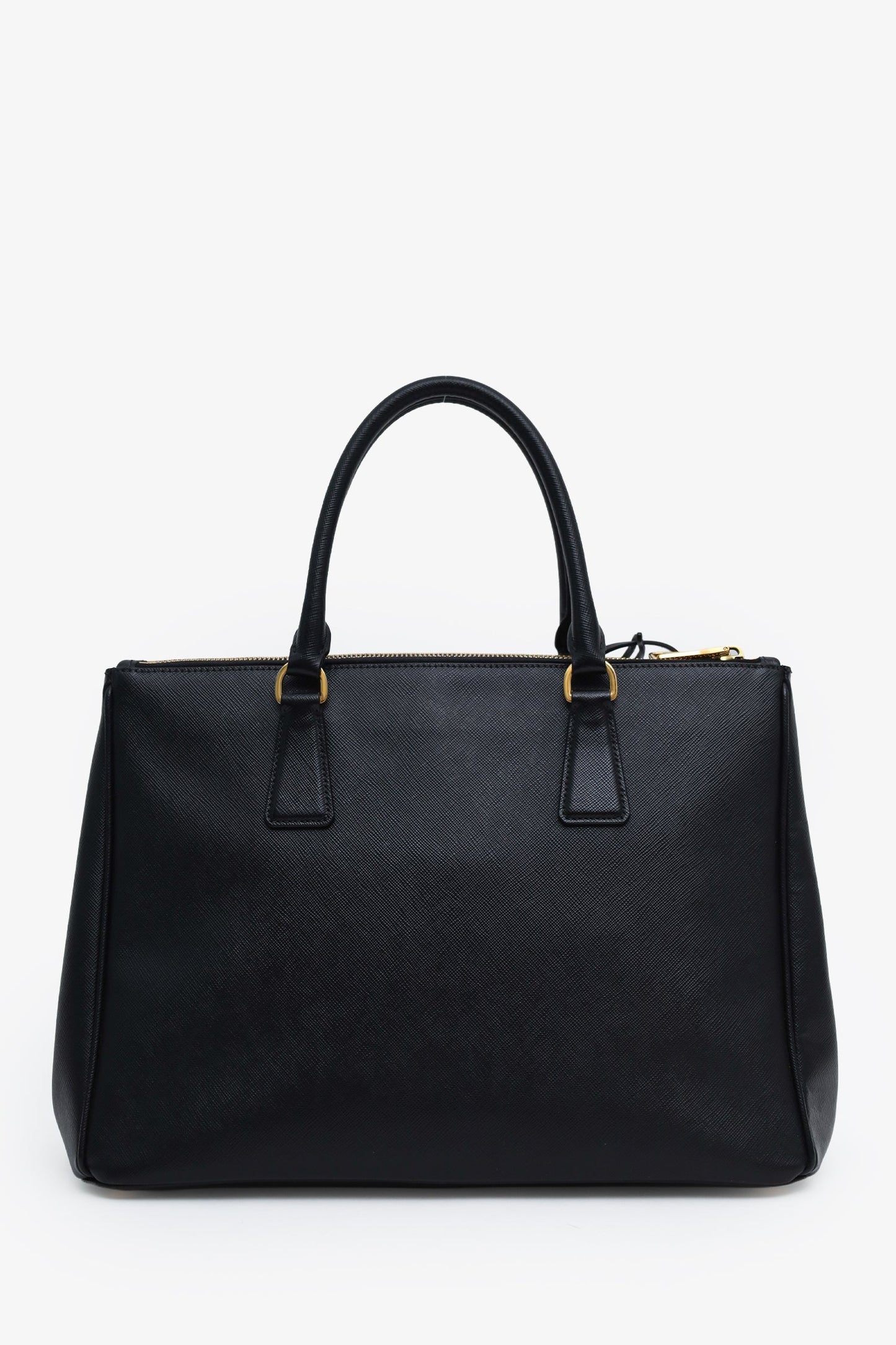 Prada Black Saffiano Leather Medium Double Zip Galleria Tote With Strap