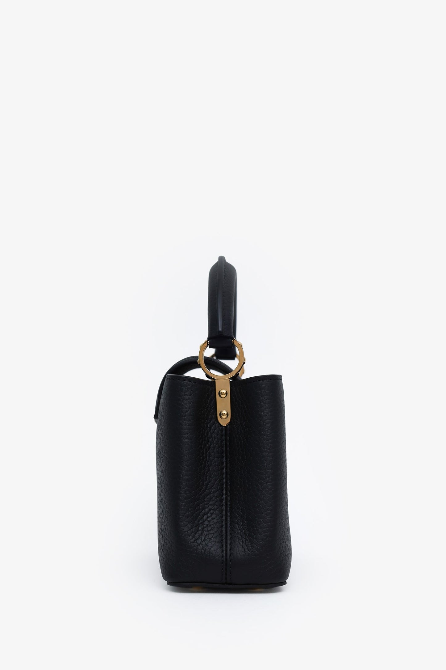 Louis Vuitton Black Leather Mini Capucines With Strap