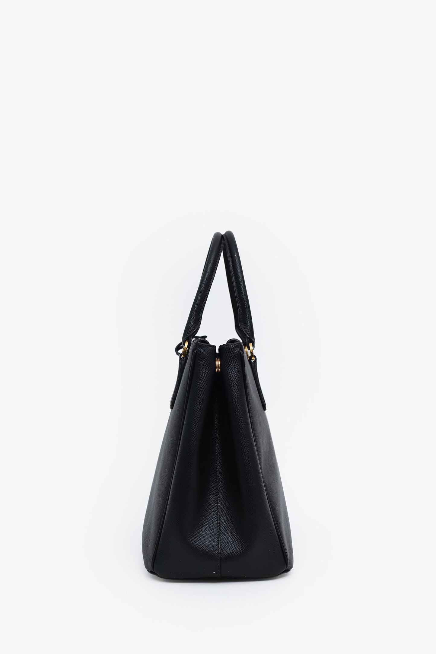 Prada Black Saffiano Leather Medium Double Zip Galleria Tote With Strap