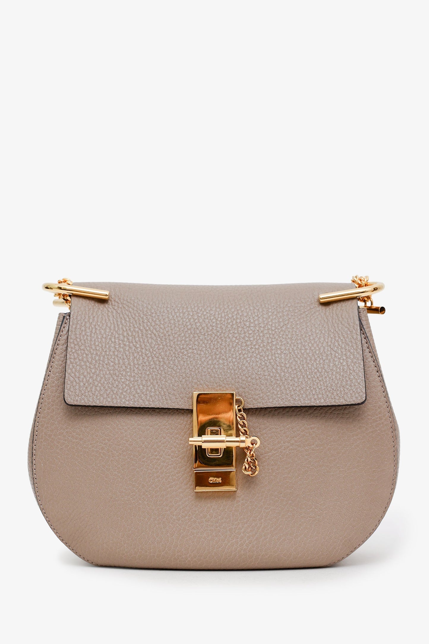 Chloe Taupe Grained Leather 'Drew' Crossbody Bag