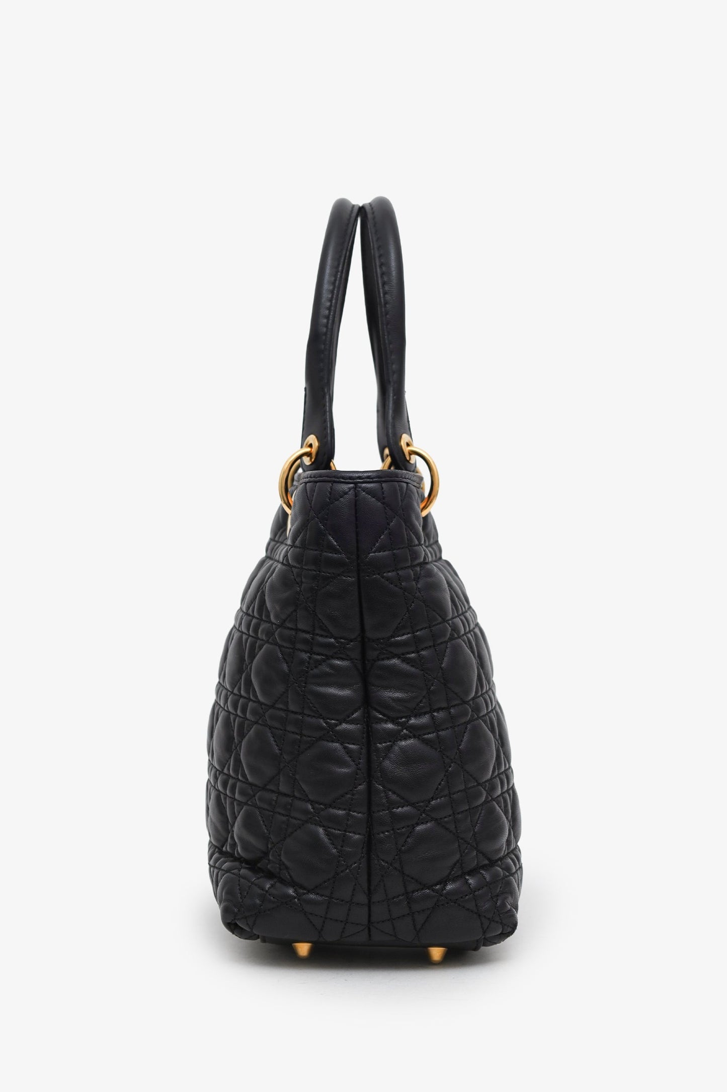 Christian Dior 2009 Black Quilted Soft Leather Lady Dior Tote