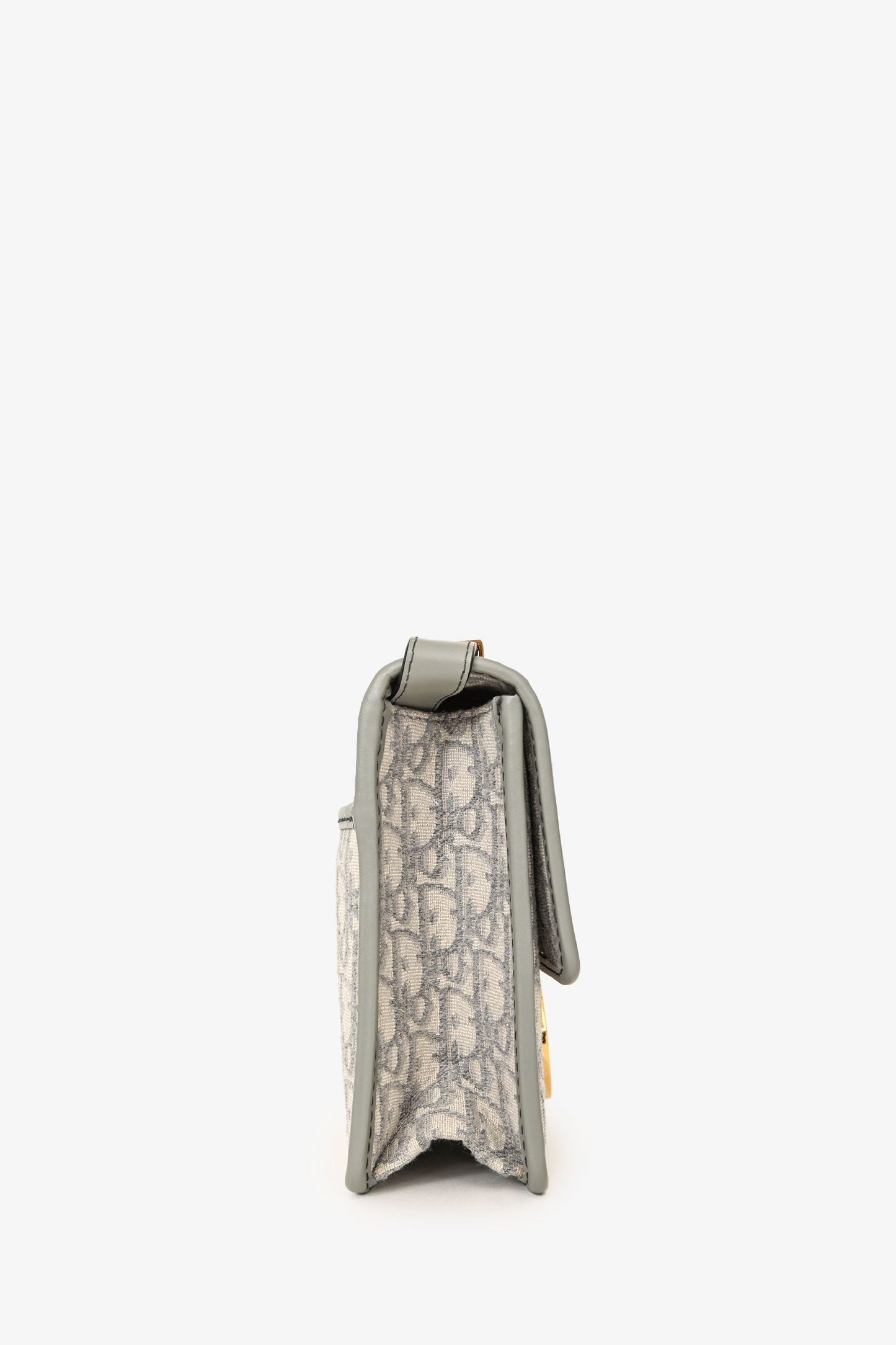 Christian Dior 2022 Grey Leather Oblique '30 Montaigne' Shoulder Bag