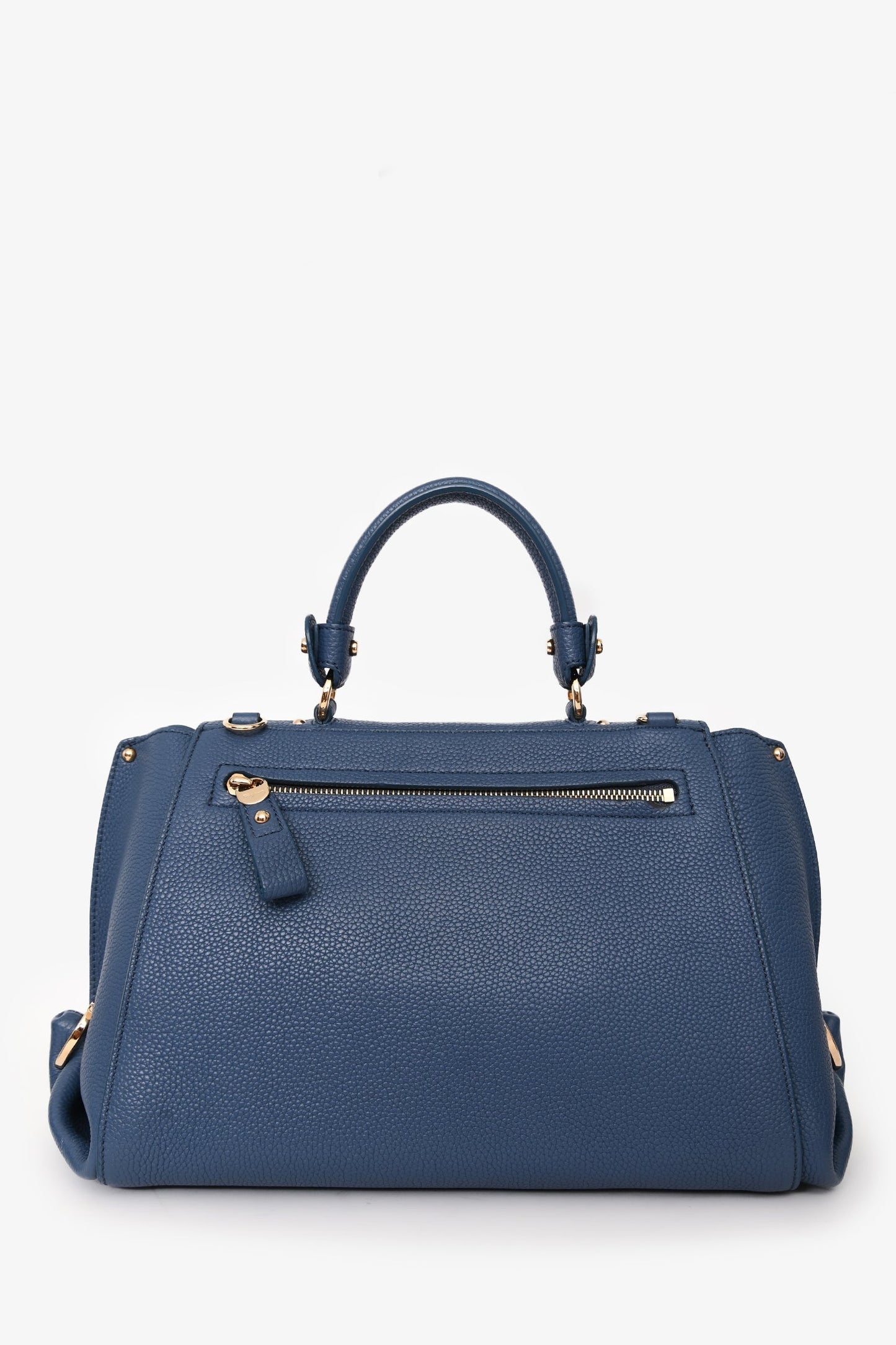Salvatore Ferragamo Blue Grained Leather Sofia Top Handle With Strap