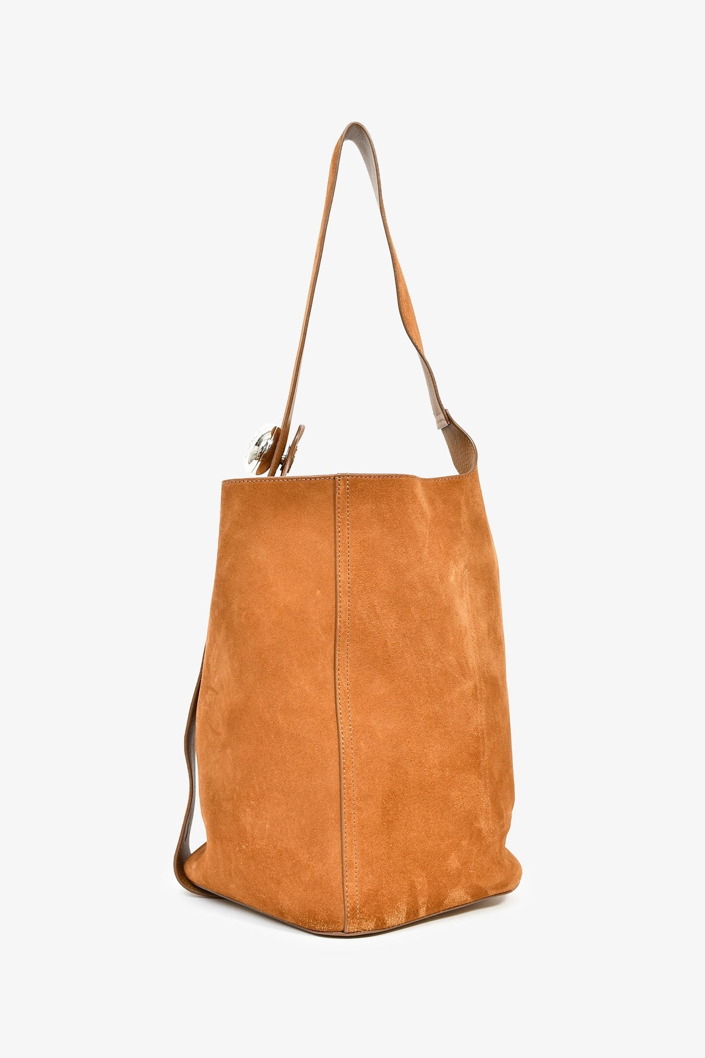 Loewe 2025 Brown Suede Medium Pebble Bucket Bag