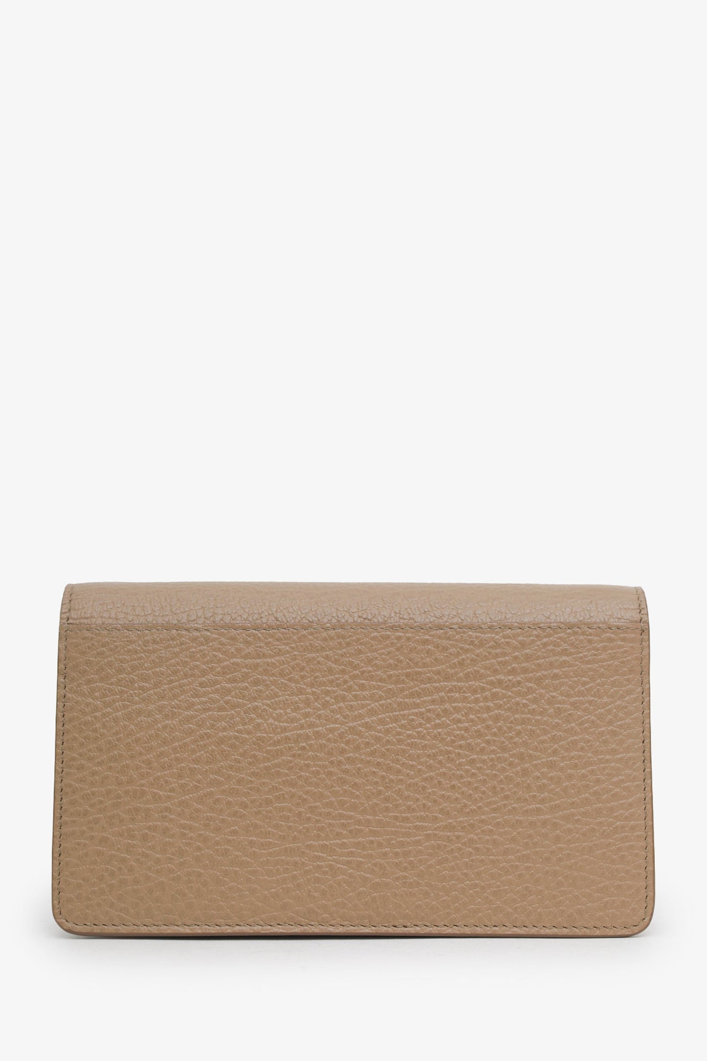 Maison Margiela Beige Grained Four Stitches Leather Wallet On Chain