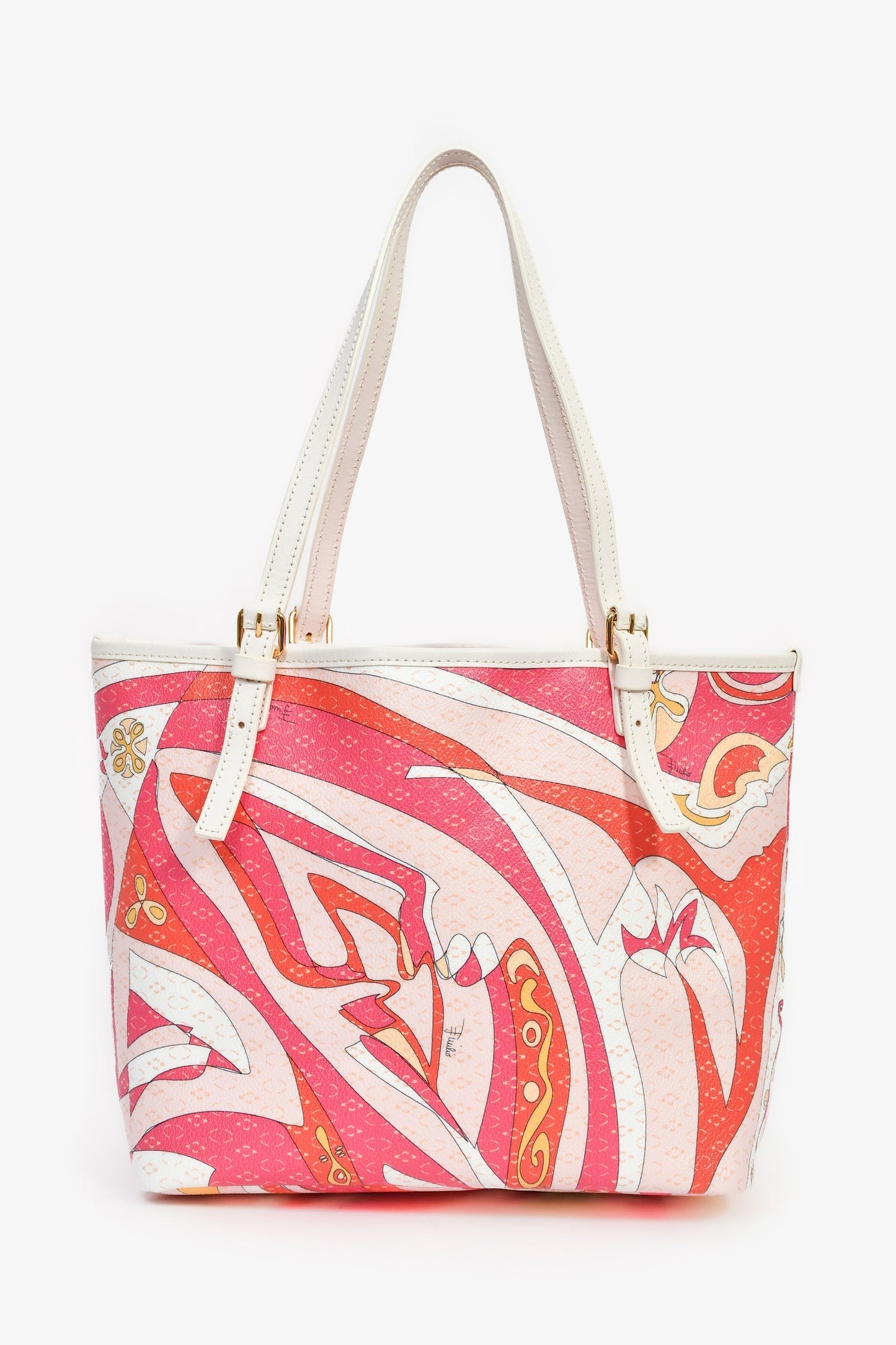 Emilio Pucci Pink Coated Canvas Leather Trimmed Small Tote