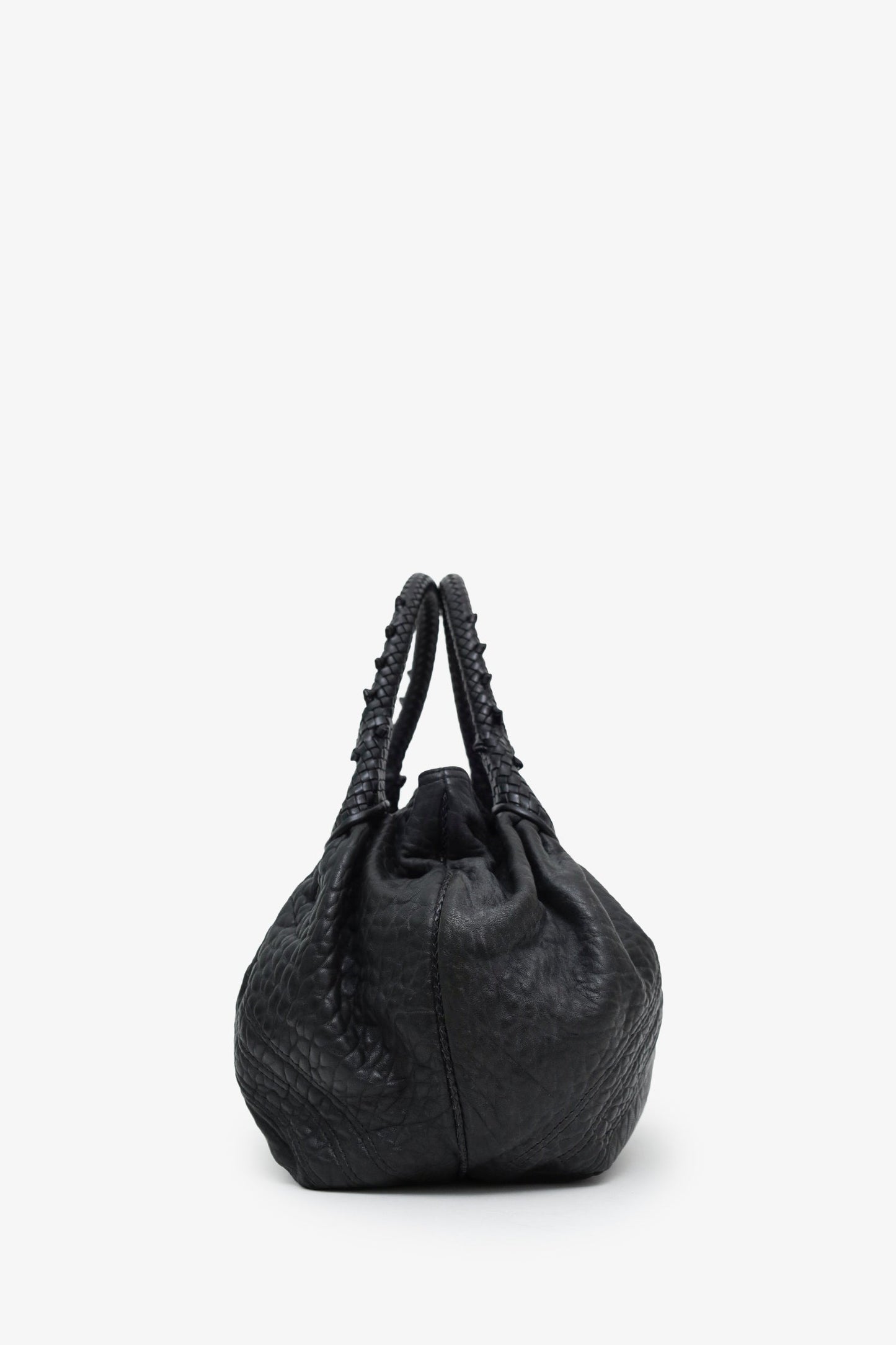 Fendi Vintage Black Leather Spy Hobo Bag