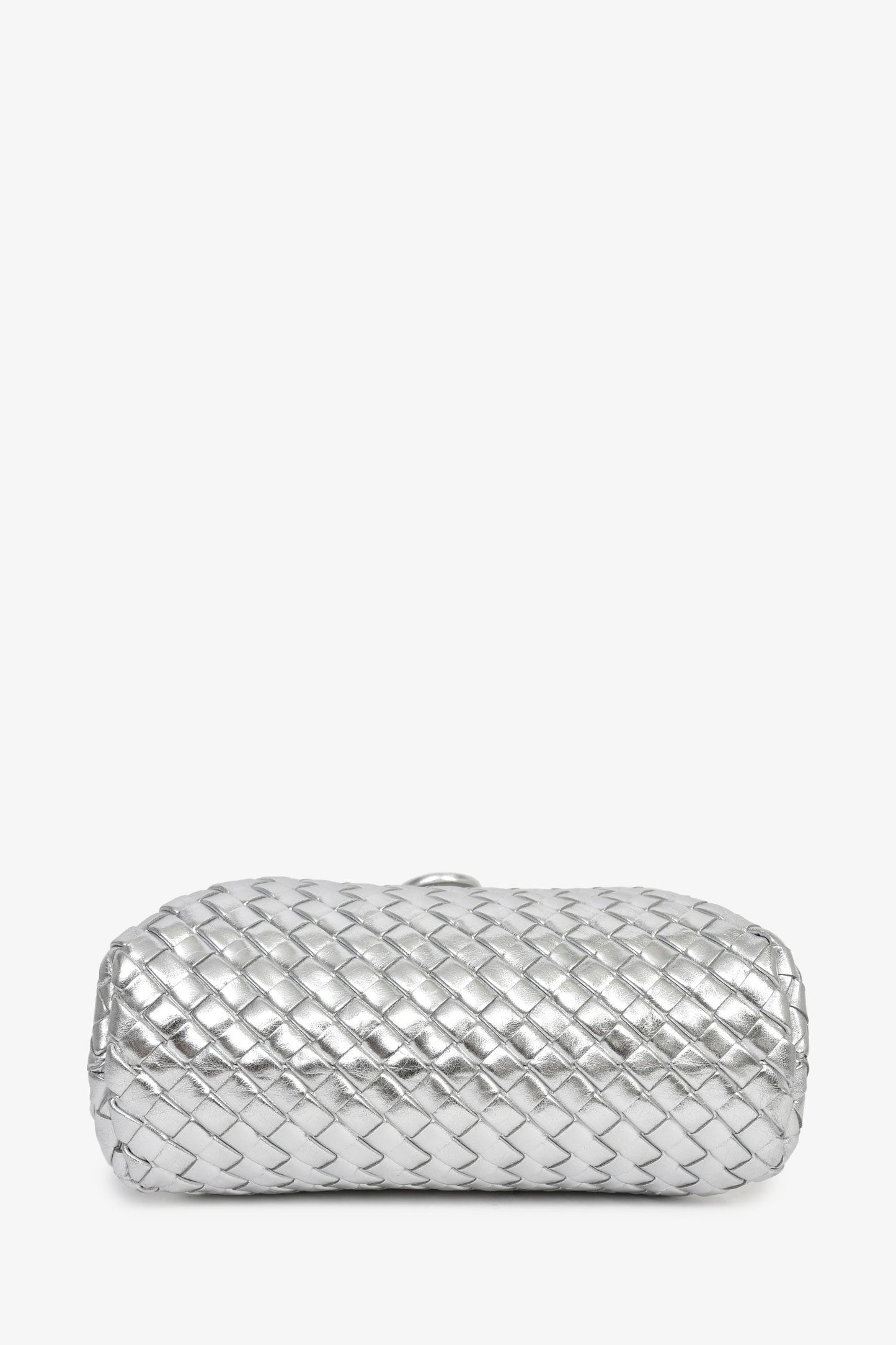 Bottega Veneta Silver Lauren 1980 Intrecciato Leather Shoulder Bag