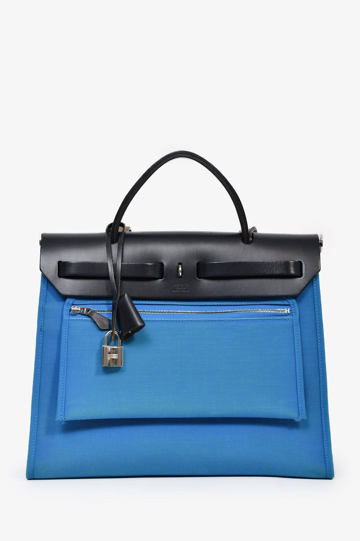 Hermès 2016 Blue/Black Canvas Leather Herbag 31 with Pouch