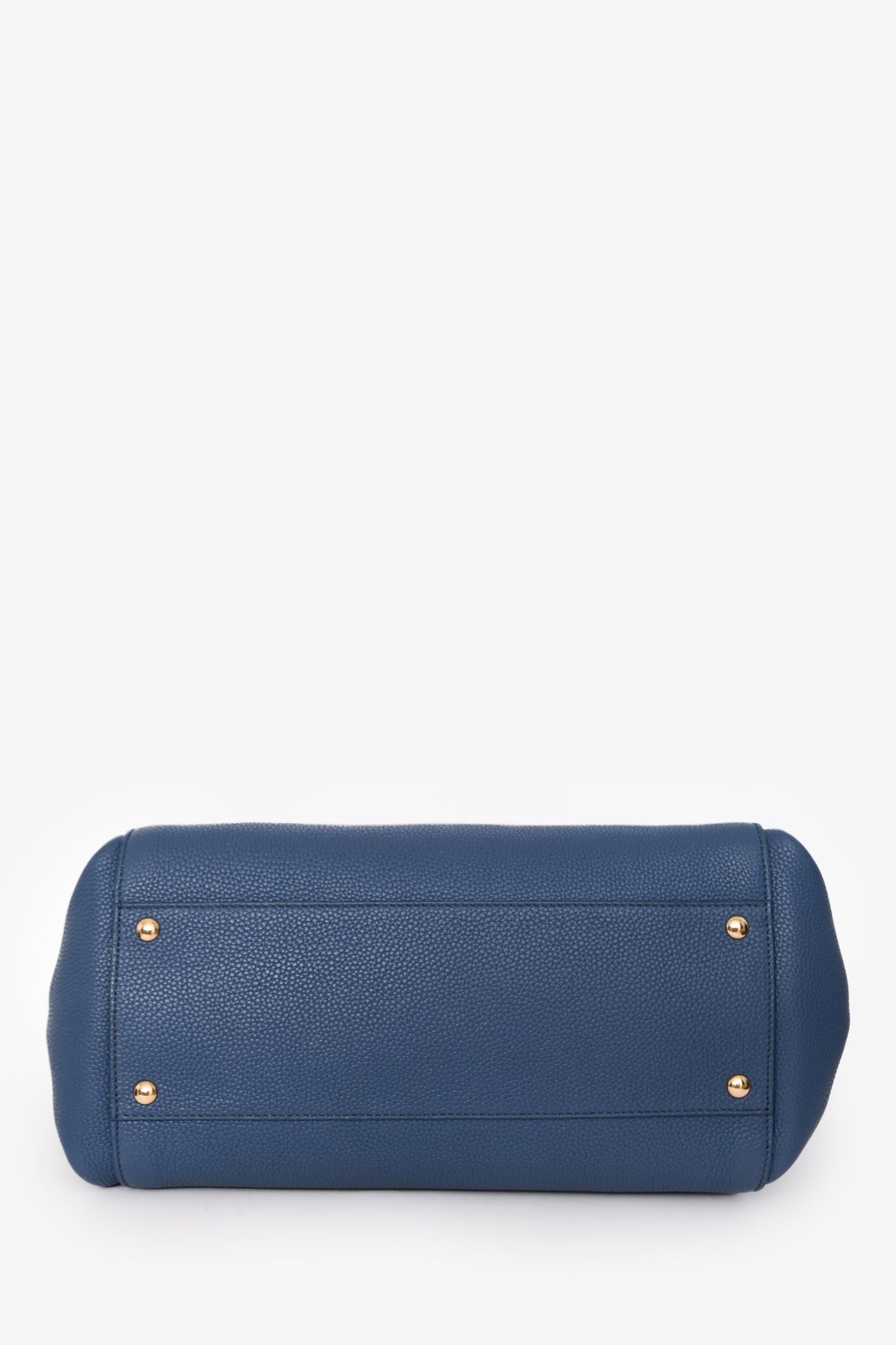 Salvatore Ferragamo Blue Grained Leather Sofia Top Handle With Strap