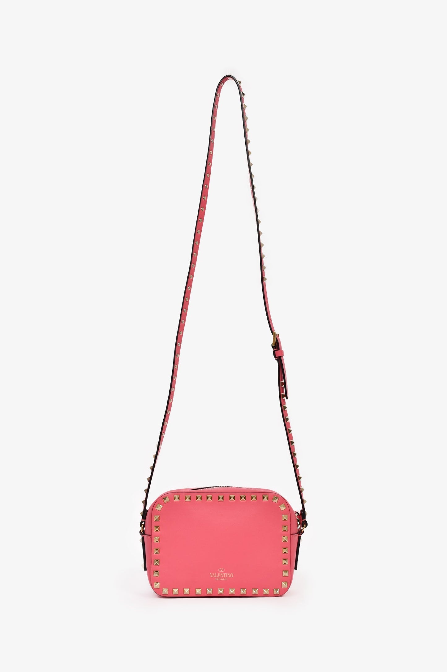 Valentino Pink Leather Rockstud Camera Bag