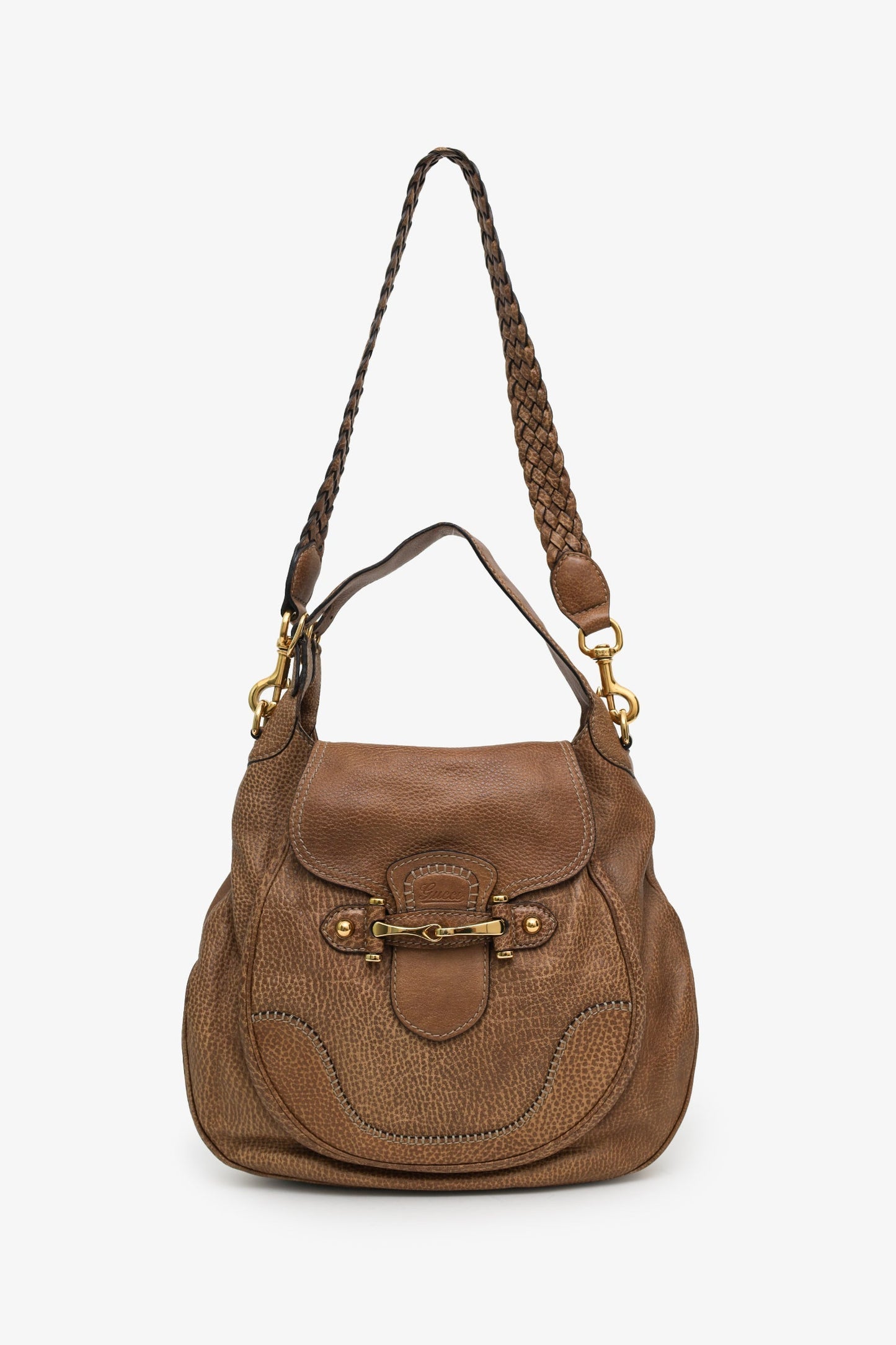Gucci Brown Guccissima Leather Large New Pelham Horsebit Shoulder Bag