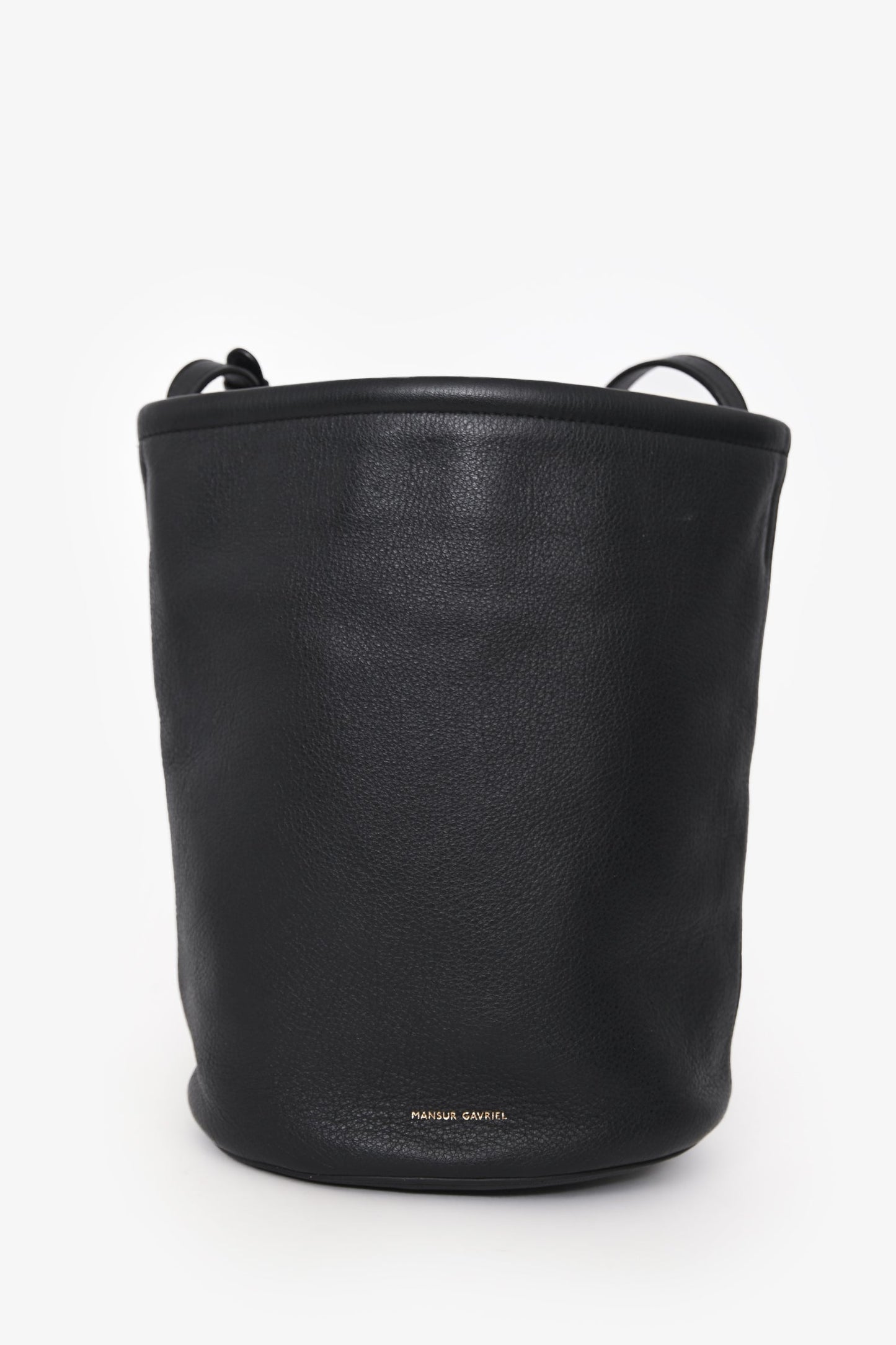 Mansur Gavriel Black Leather Logo Bucket Bag