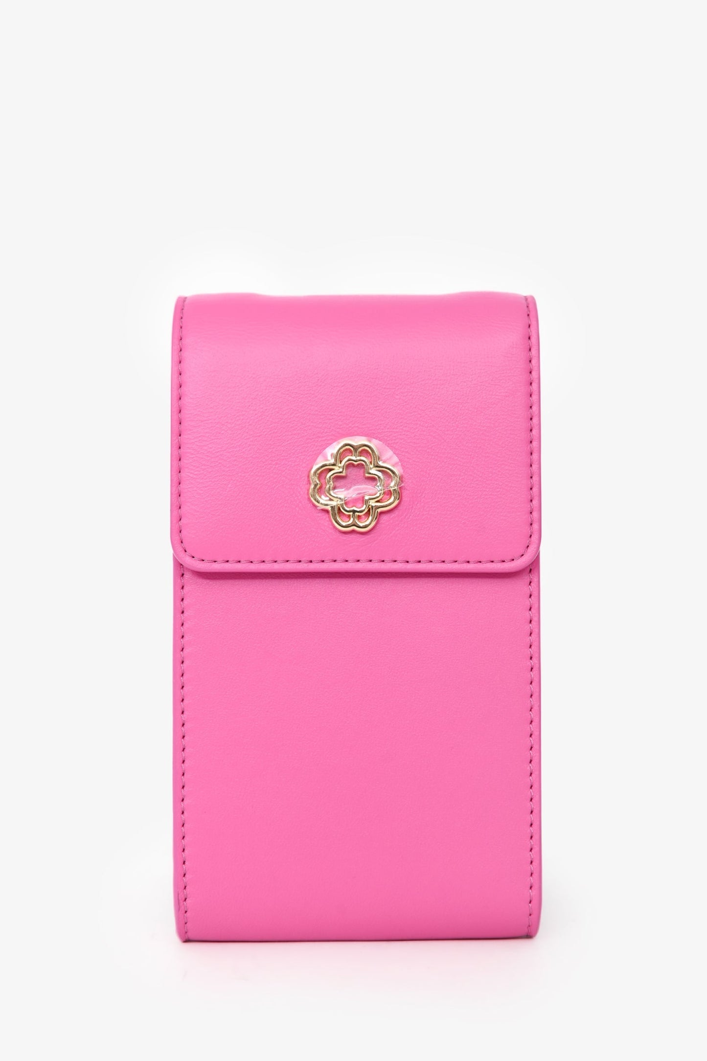 Maje Rose Fuschia Leather Phone Pouch