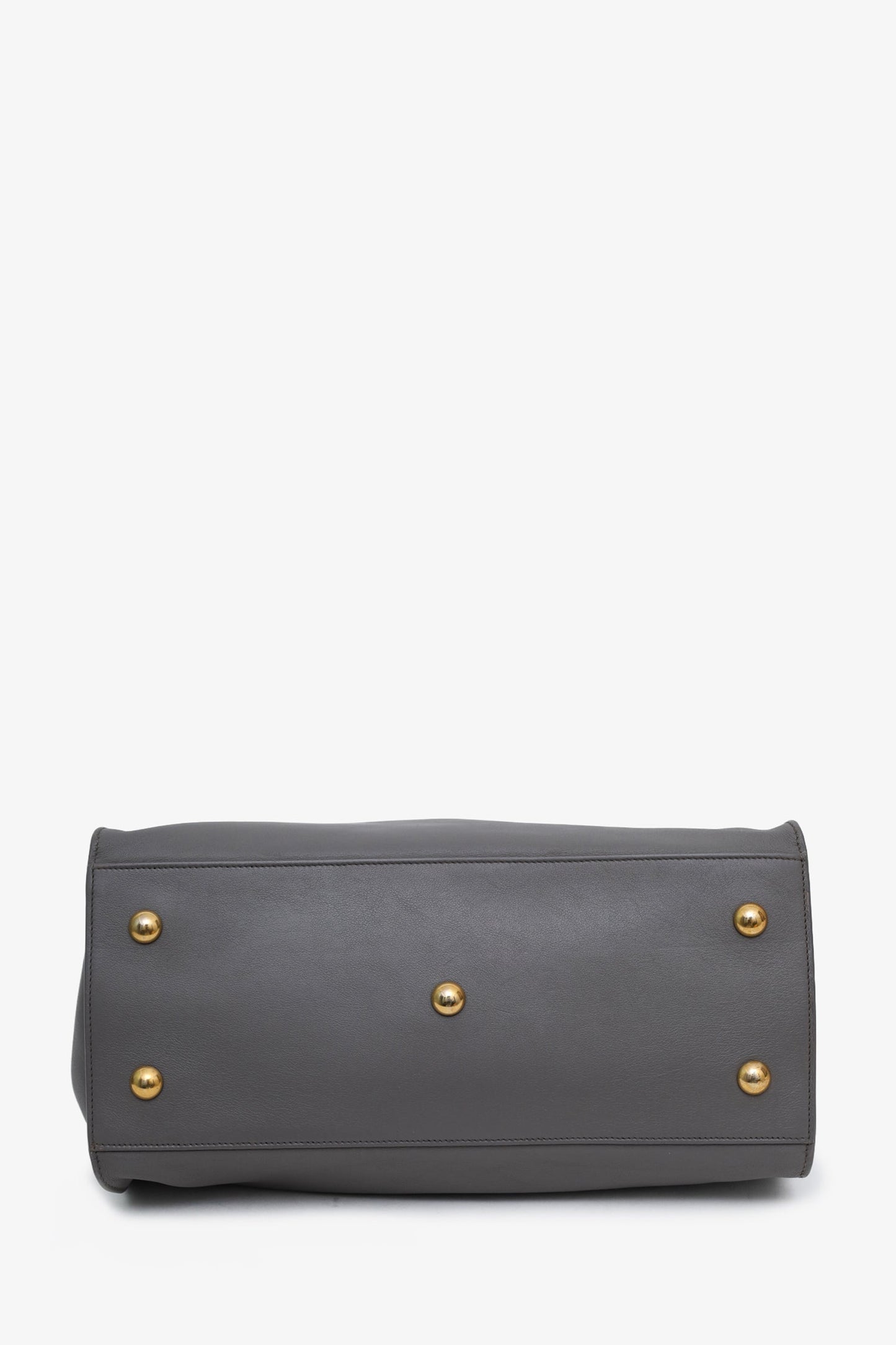 Saint Laurent Grey Leather Medium Cabas ChYc Bag With Strap