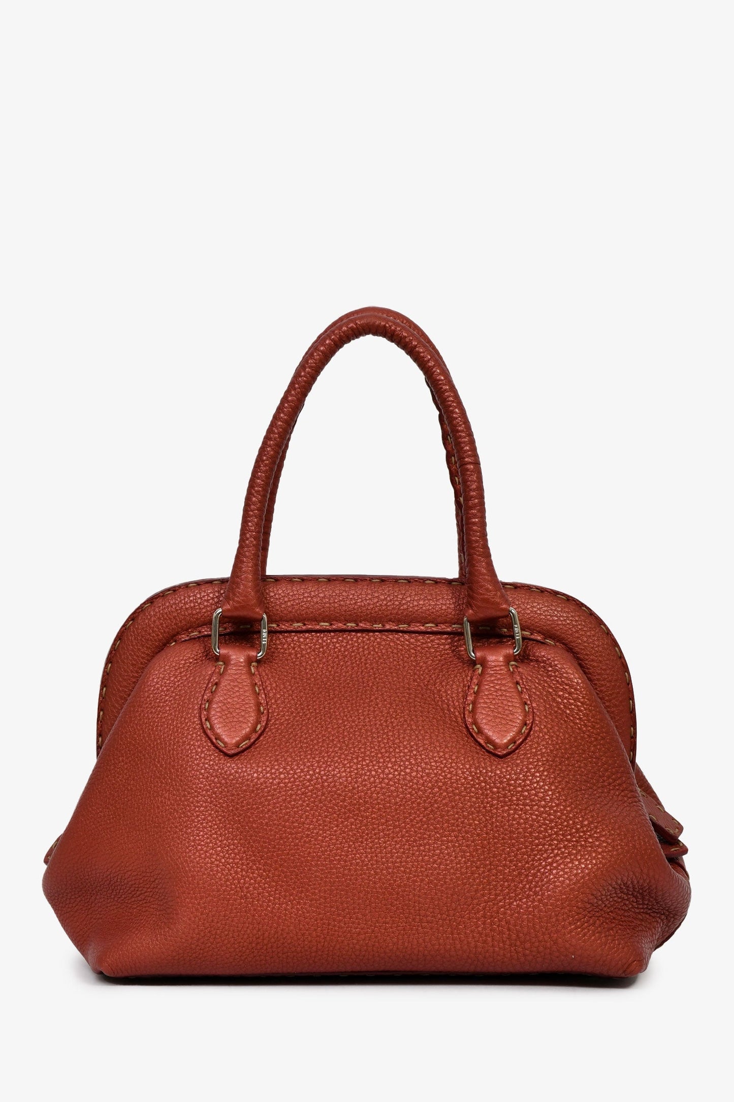 Fendi Red Leather Selleria Top Handle Bag
