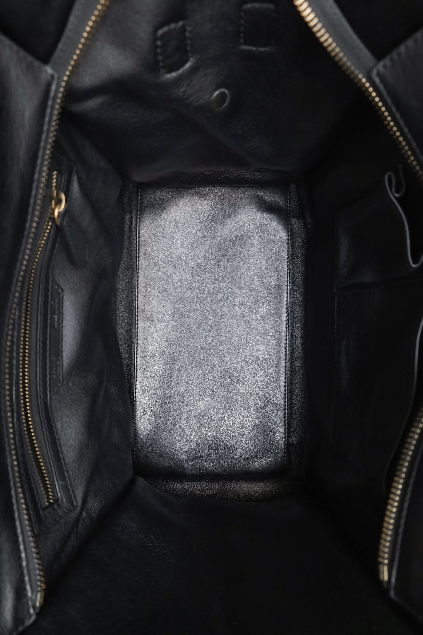Celine Black/Beige/Cream Leather Mini Luggage Tote