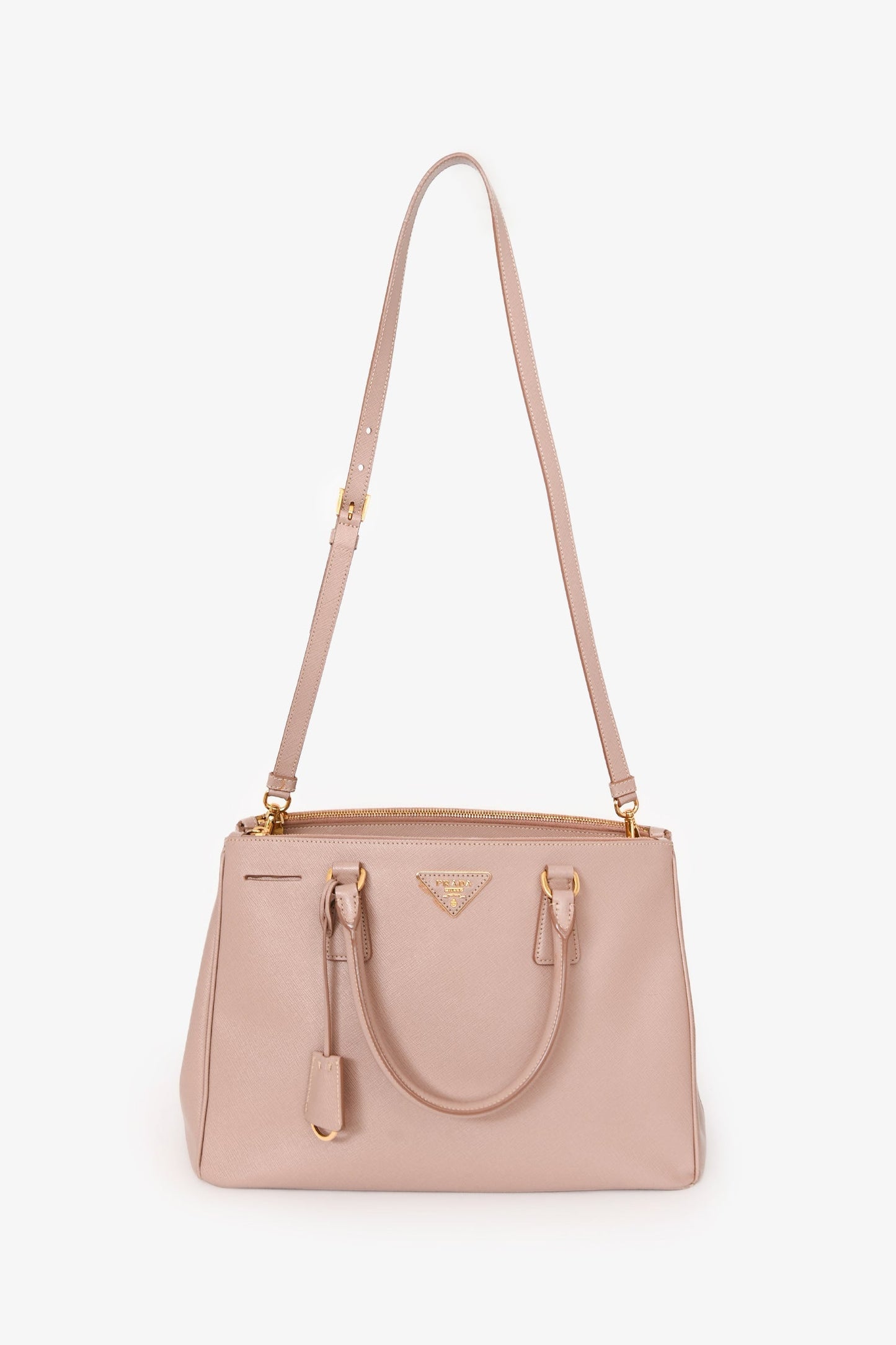 Prada 2013 Blush Saffiano Double Zip Medium Galleria Tote with Strap