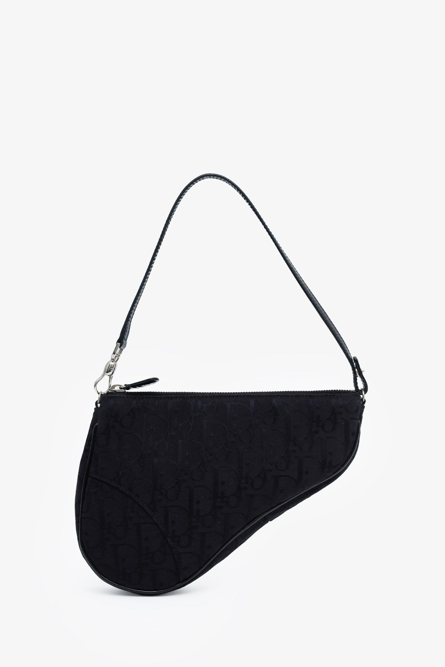 Christian Dior Black Oblique Canvas Mini Saddle Pochette