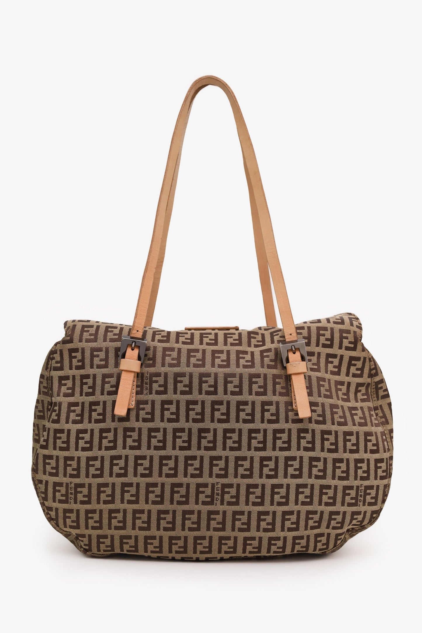Fendi Beige FF Zucca Canvas Double Handle Bag