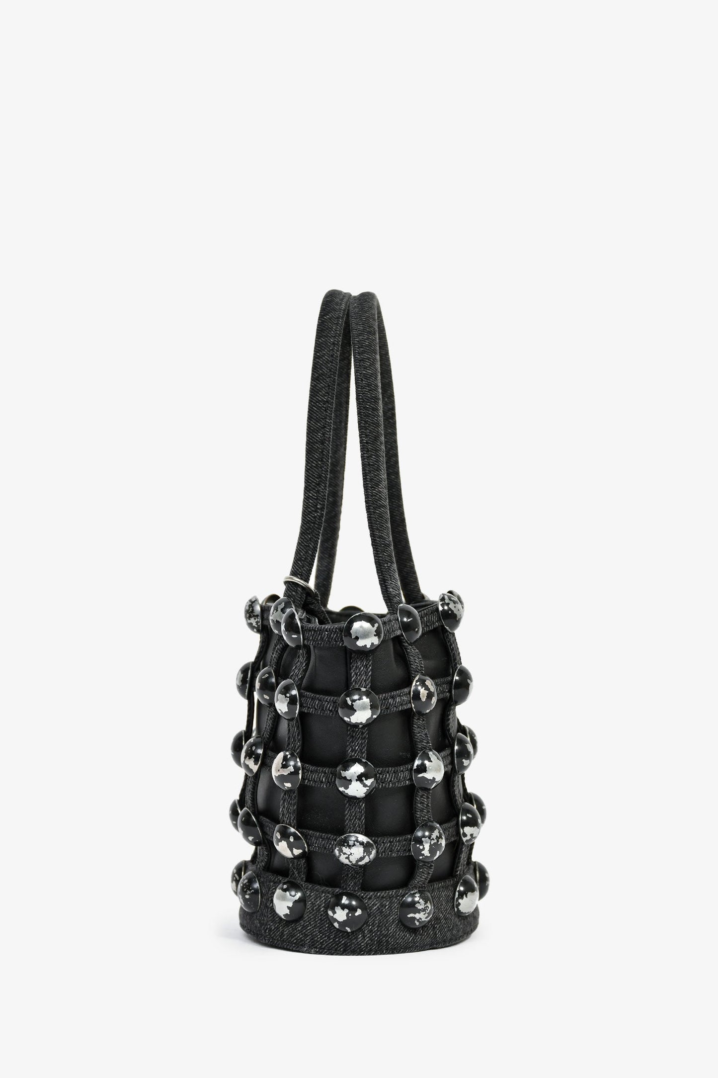 Alexander Wang Grey Denim Studded Mini Bucket Bag