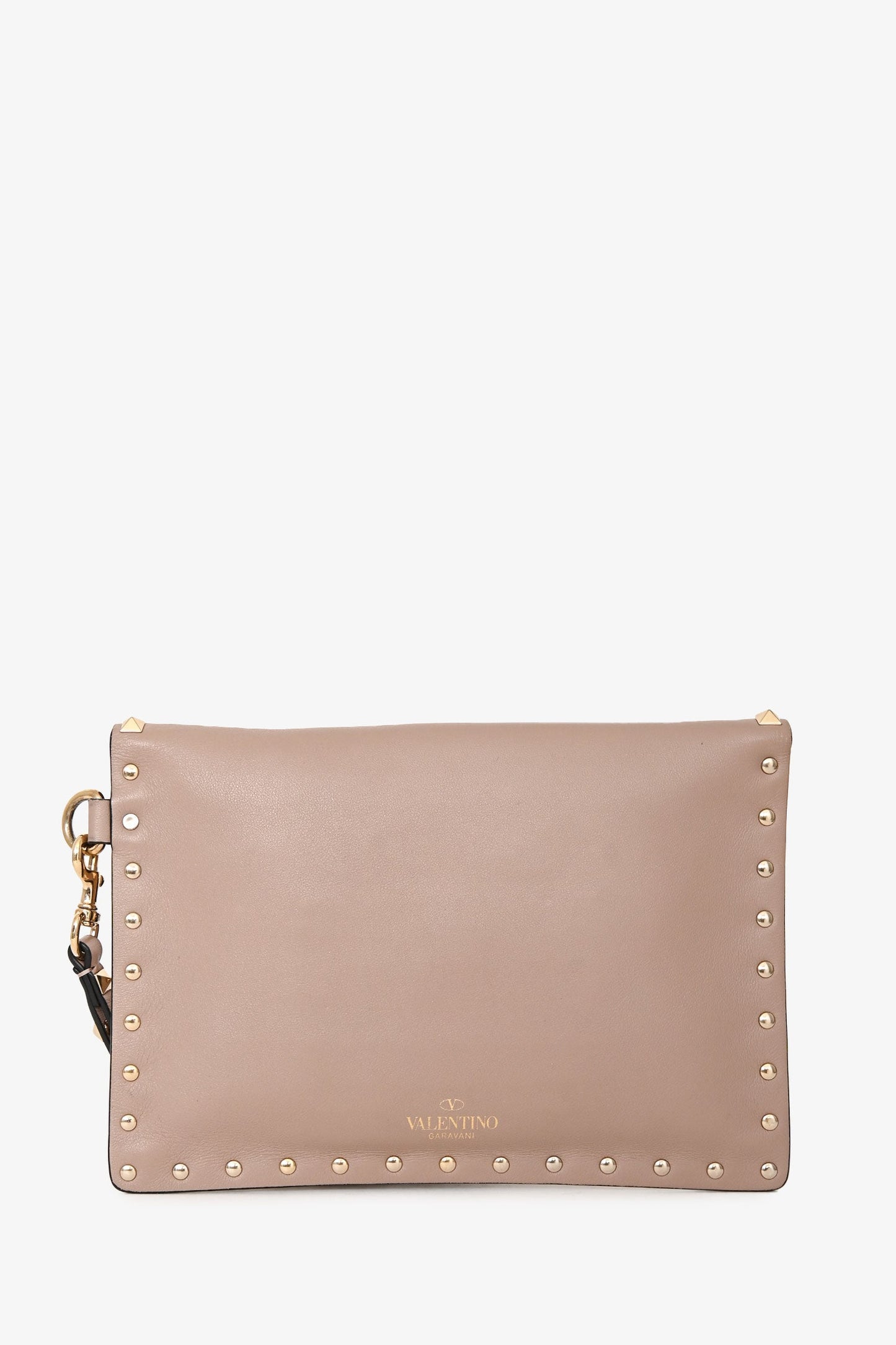Valentino Beige Leather Rockstud Envelope Clutch