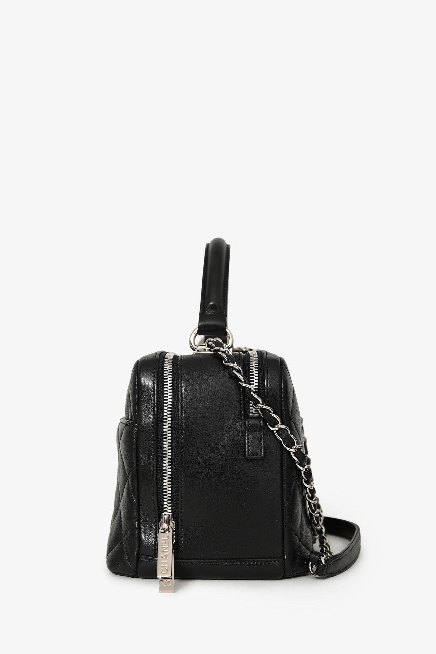 Chanel™ Black Quilted Lambskin Trendy CC Medium Bowling Bag Silver Hardware