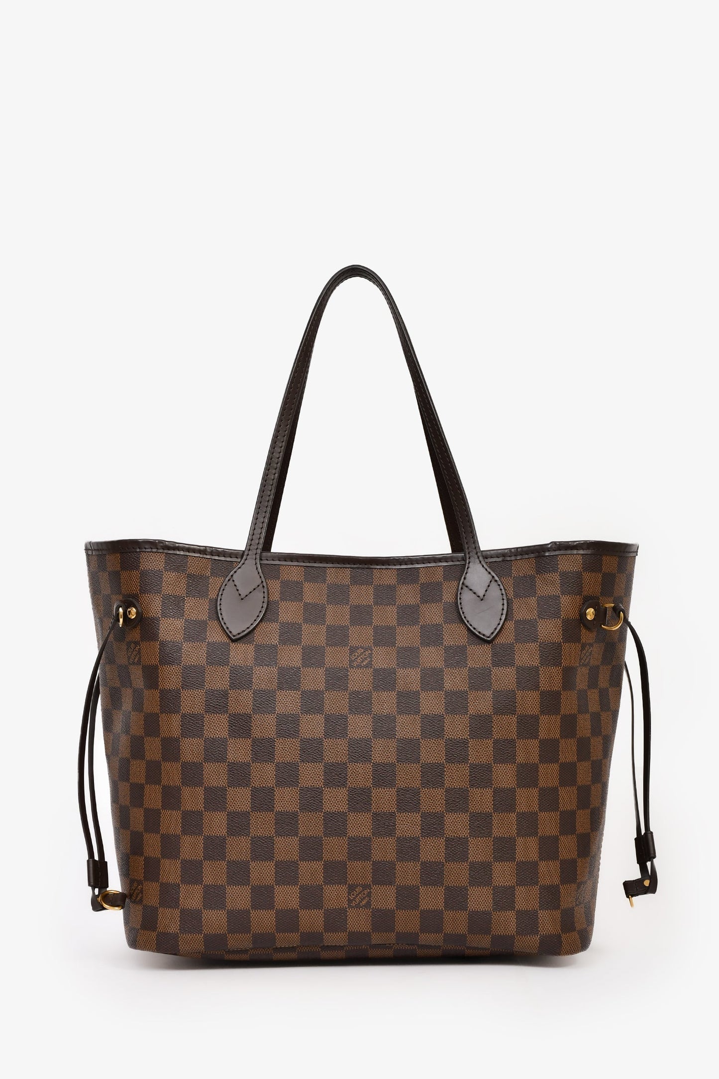 Louis Vuitton Brown Damier Ebene Cerise Red Neverfull MM with Pouch