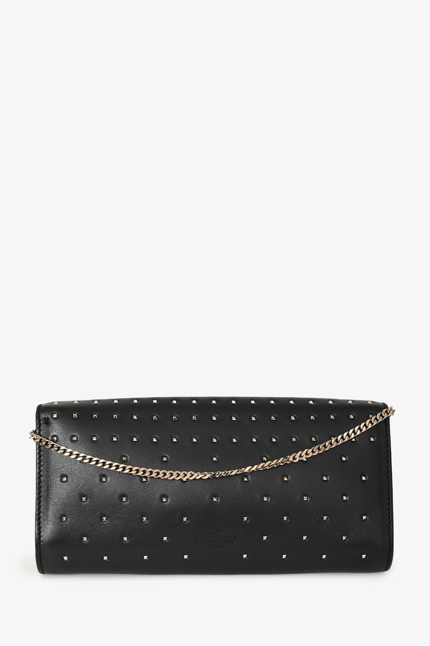 Valentino Black Leather Rockstud All Over Demilune Crossbody