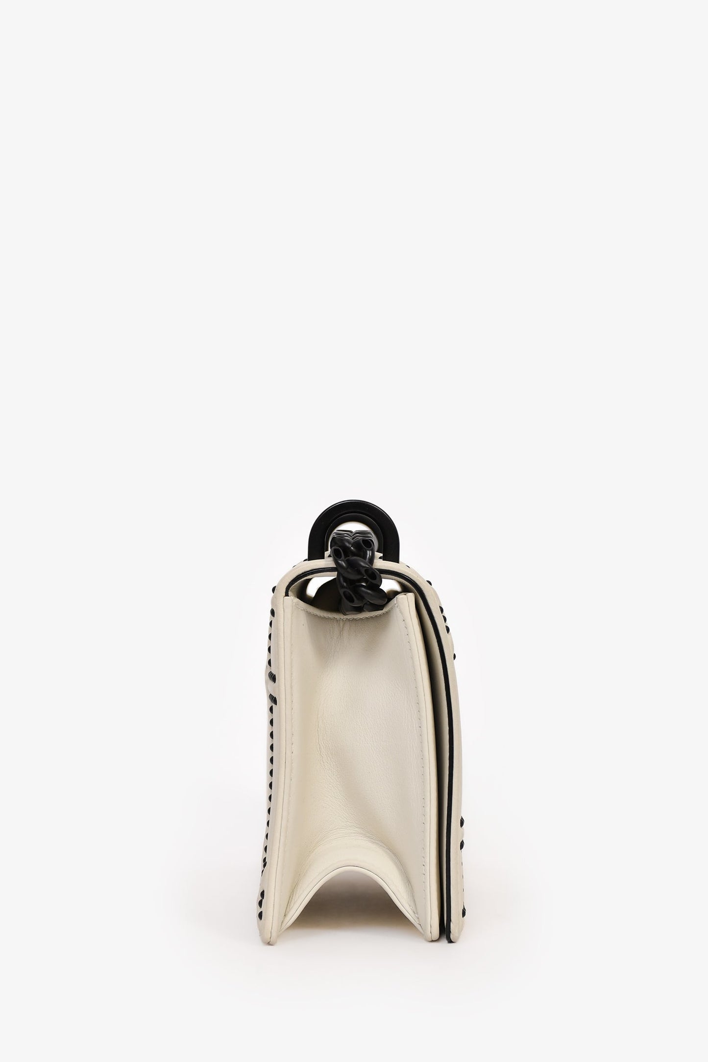 Christian Dior 2018 Cream/Black Leather Studded 'Diorama' Shoulder Bag