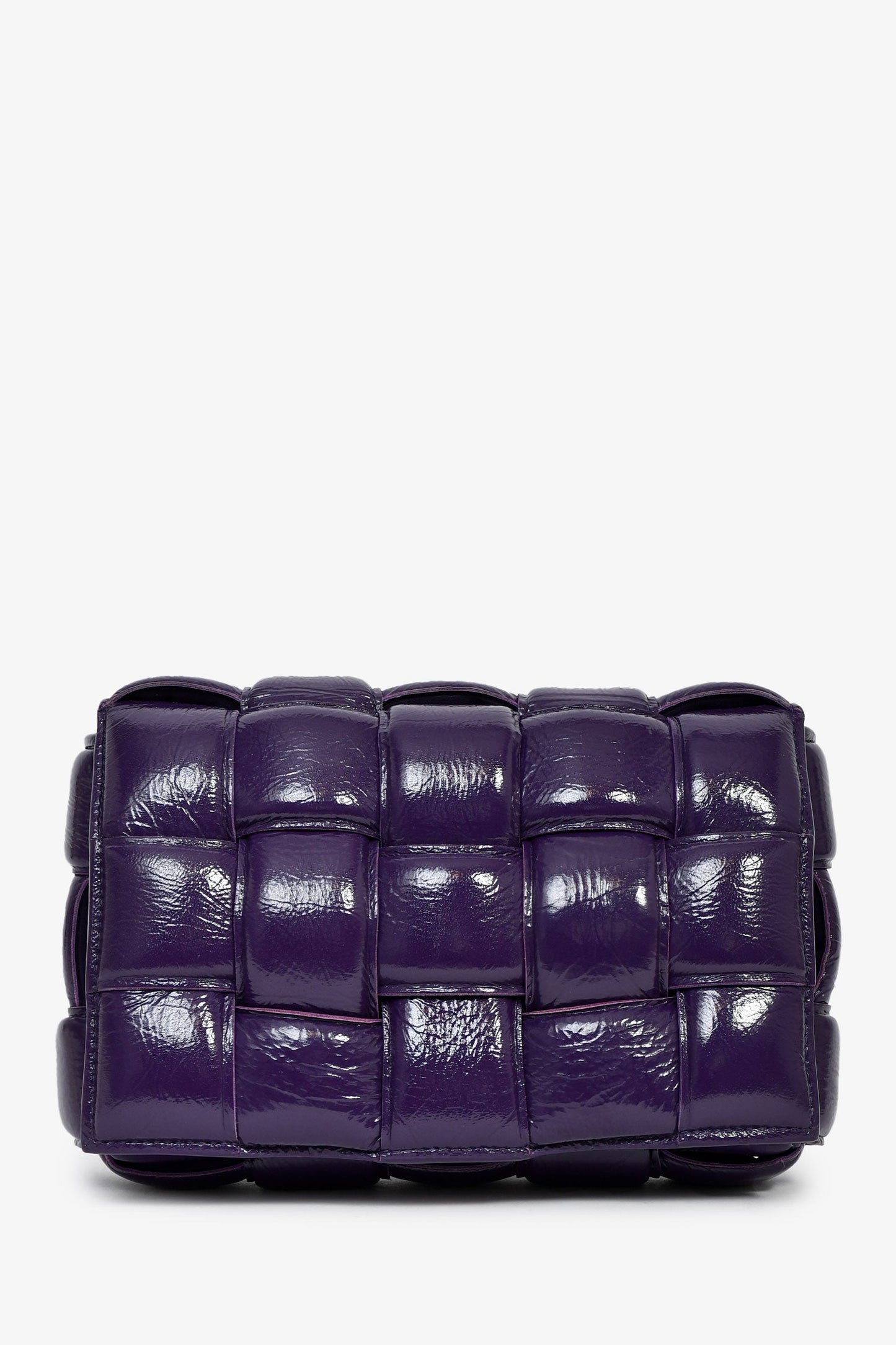 Bottega Veneta Dark Purple Shiny Leather Padded Cassette Crossbody Bag