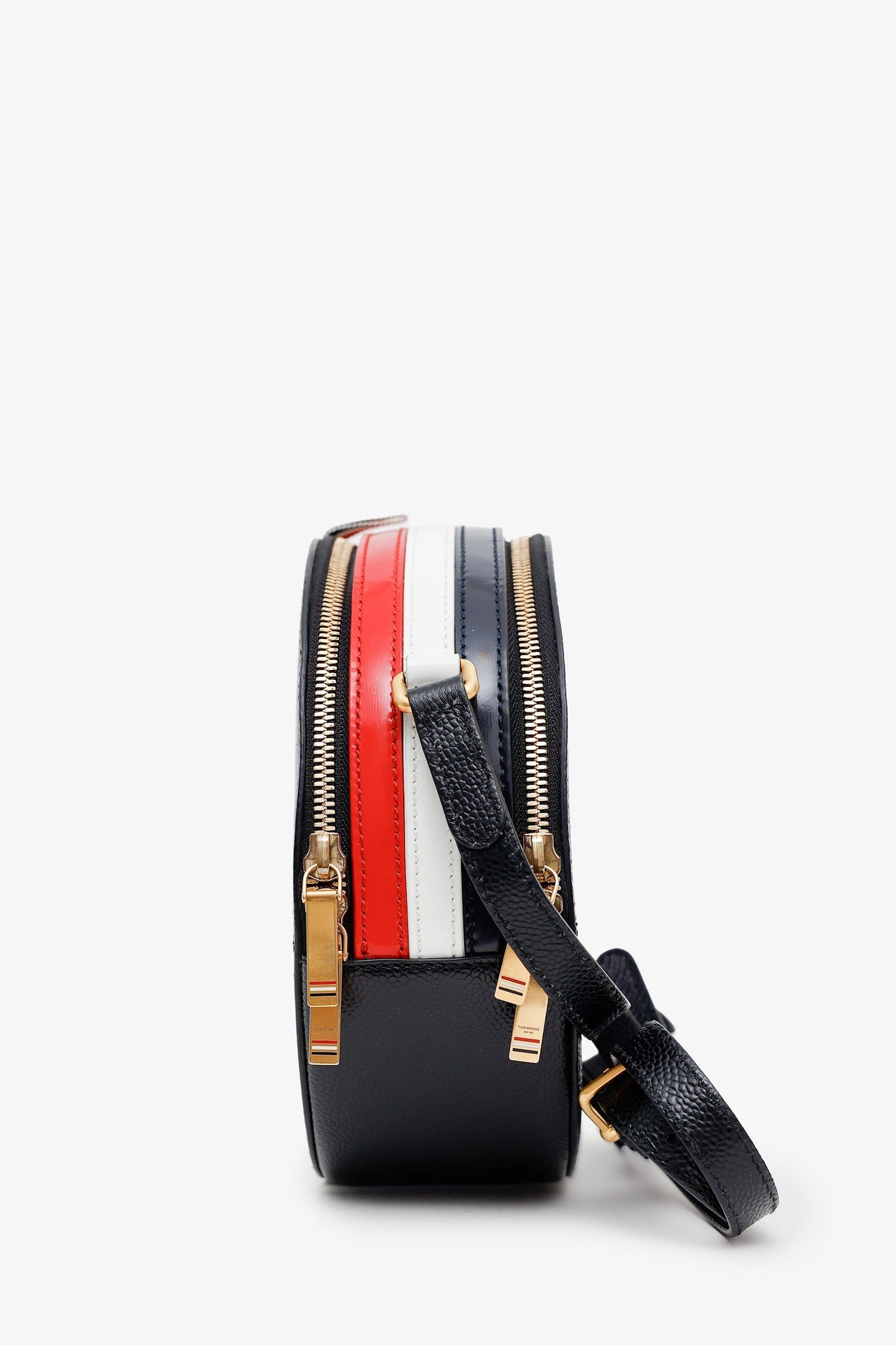 Thom Browne Black Leather Circular Crossbody Bag