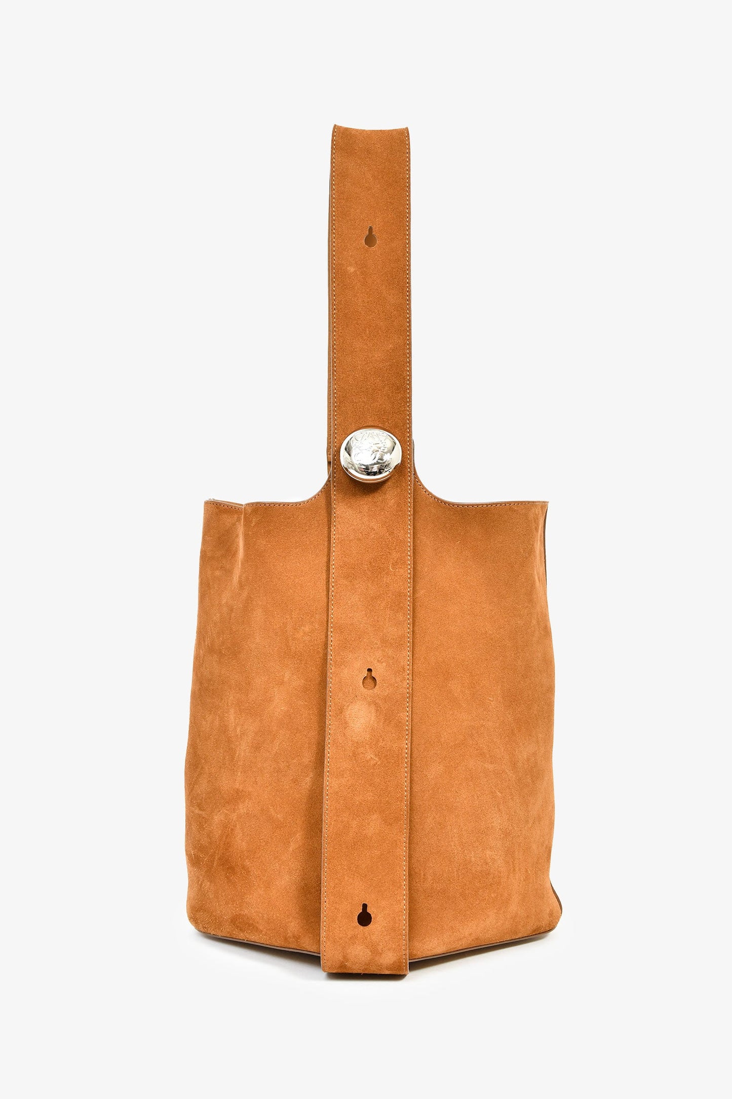 Loewe 2025 Brown Suede Medium Pebble Bucket Bag